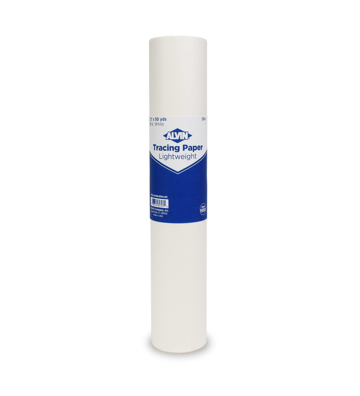 ALVIN 55W-G Lightweight Tracing Paper Roll  White  Suitable with Ink  Charcoal  Felt Tip Pen  for Sketching or Detailing - 12 Inches  50 Yards  1-inch Core 12" 50 Yards - Buy Online on SooperMarket.com