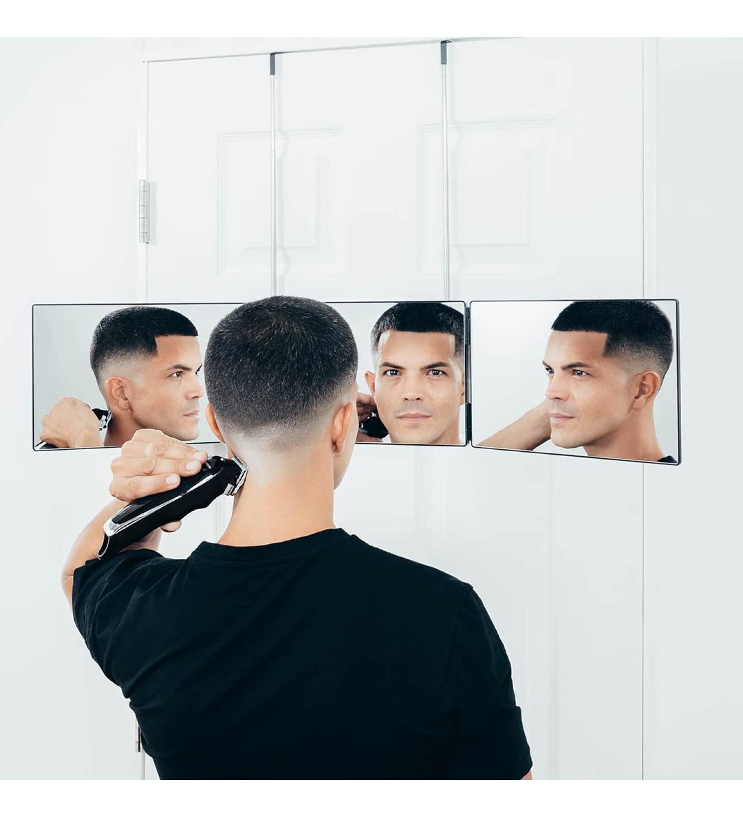 Self-Cut System Travel Version - Three Way Mirror for Self Hair Cutting with Adjustable Height Hooks and Free Mobile App - Buy Online on SooperMarket.com