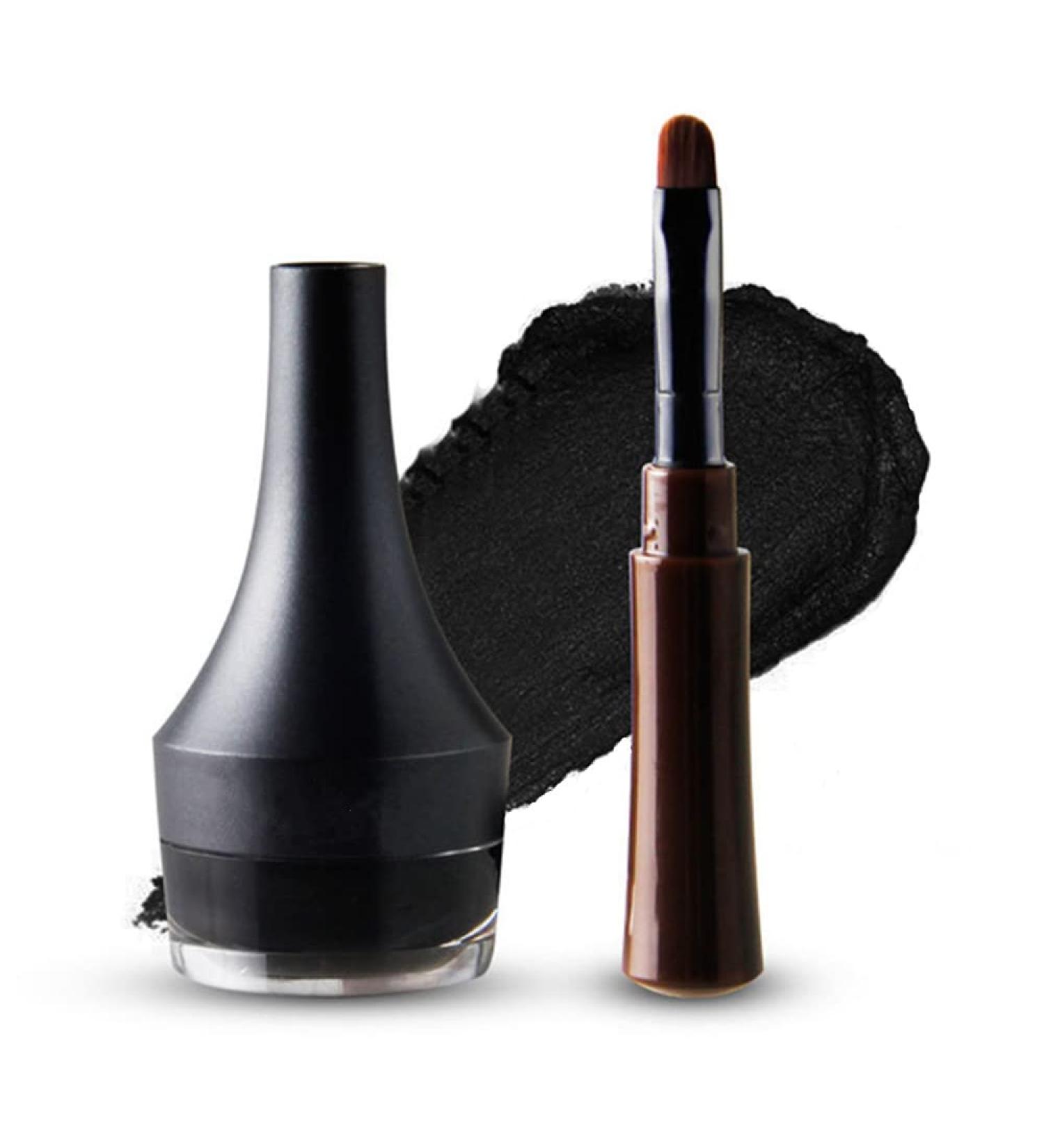Go Ho Matte Black Gel Eyeliner - Water-proof, Smudge-proof, Long Lasting Cream Eyeliner with Brush - 1Black - Buy Online on SooperMarket.com