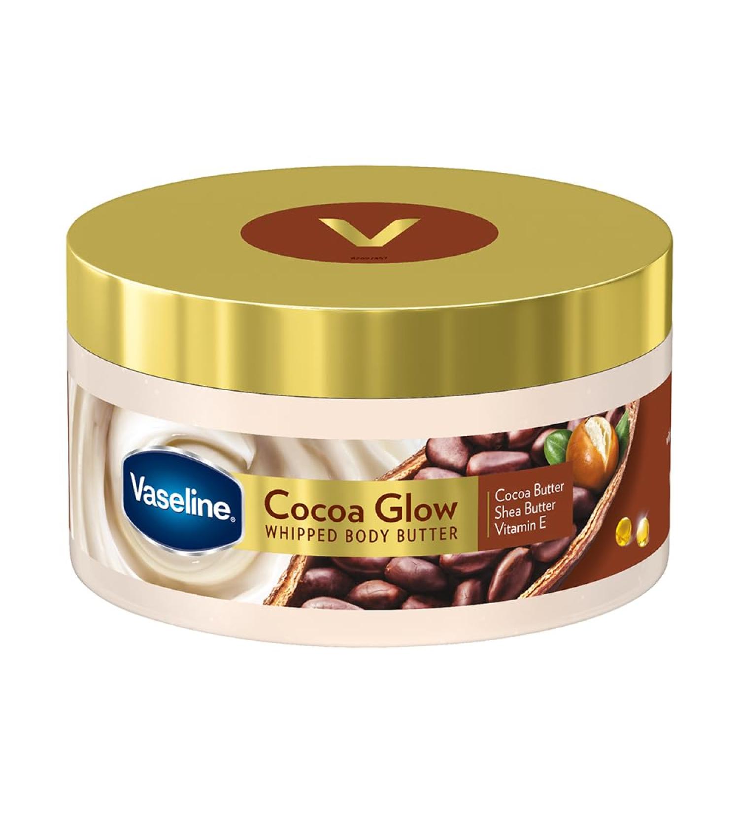Vaseline Cocoa Glow Whipped Body Butter 180 g. Cocoa & Shea Butter for Glowing Soft Skin - Buy Online on SooperMarket.com
