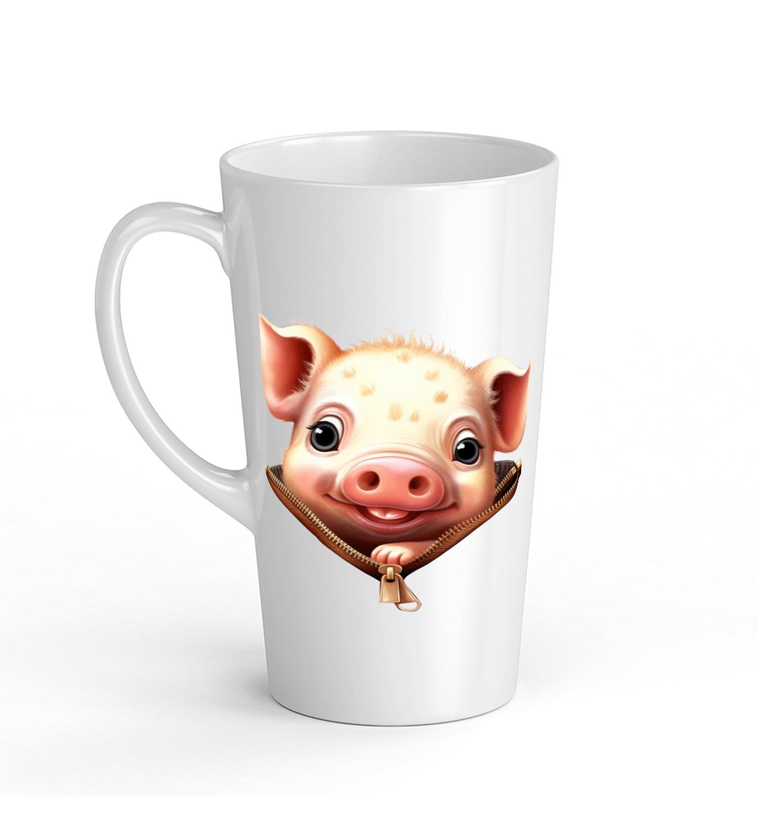 White Ceramic Baby Pig Mug - Large 483 ml Perfect for Hot Chocolate or Milk Fun and Easy to Use