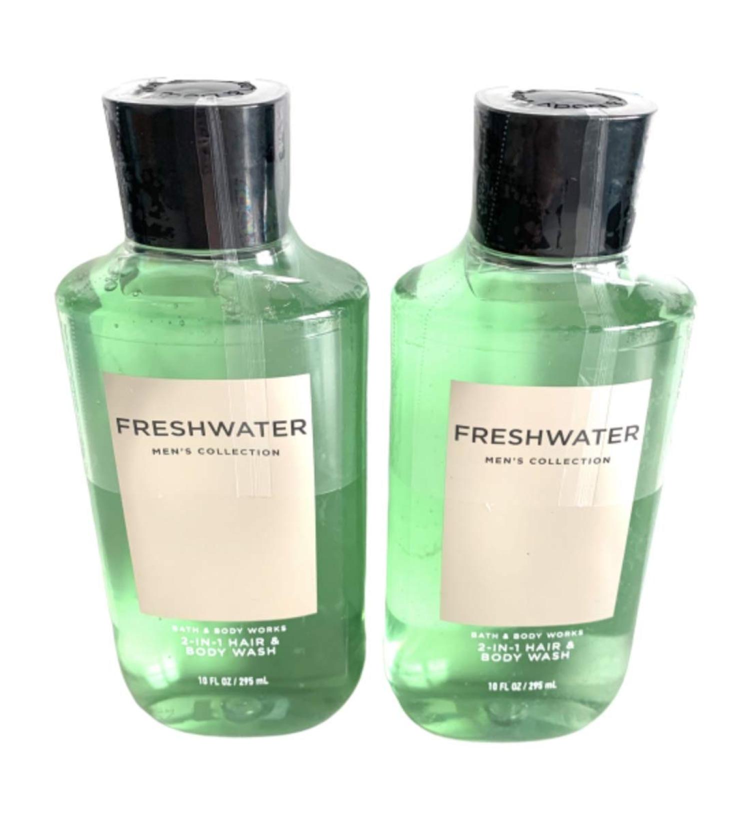 Bath and Body Works Men's Collection Freshwater 2 in 1 Hair and Body Wash 10 Oz. 2 Set. Freshwater 10 Fl Oz (Pack of 2)