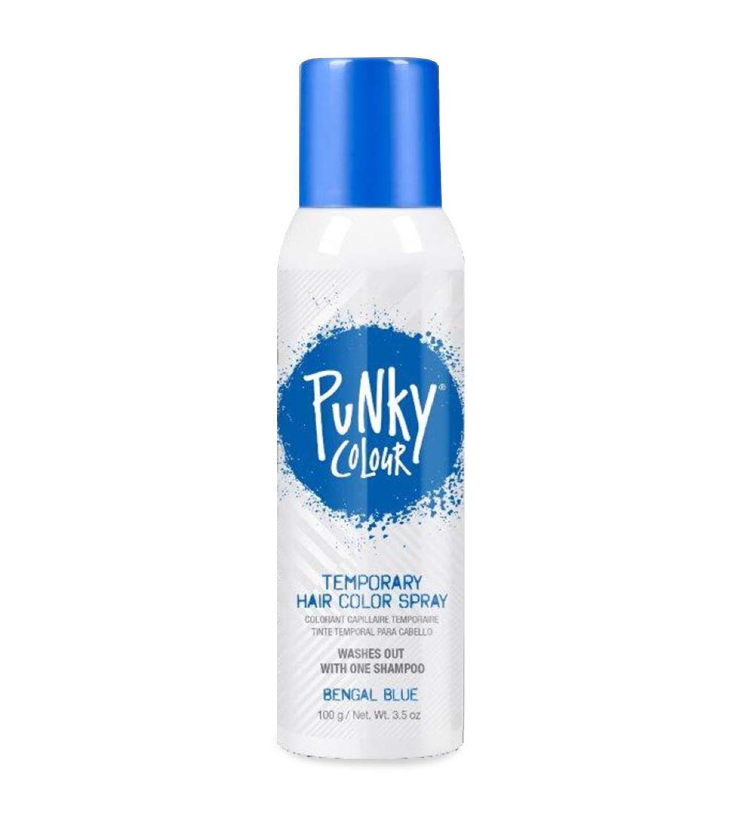 Punky Temporary Hair Color Spray in Bengal Blue - Non-Sticky, Non-Damaging Travel Size Dye for Instant Vivid Color - 3.5 oz - Buy Online on SooperMarket.com