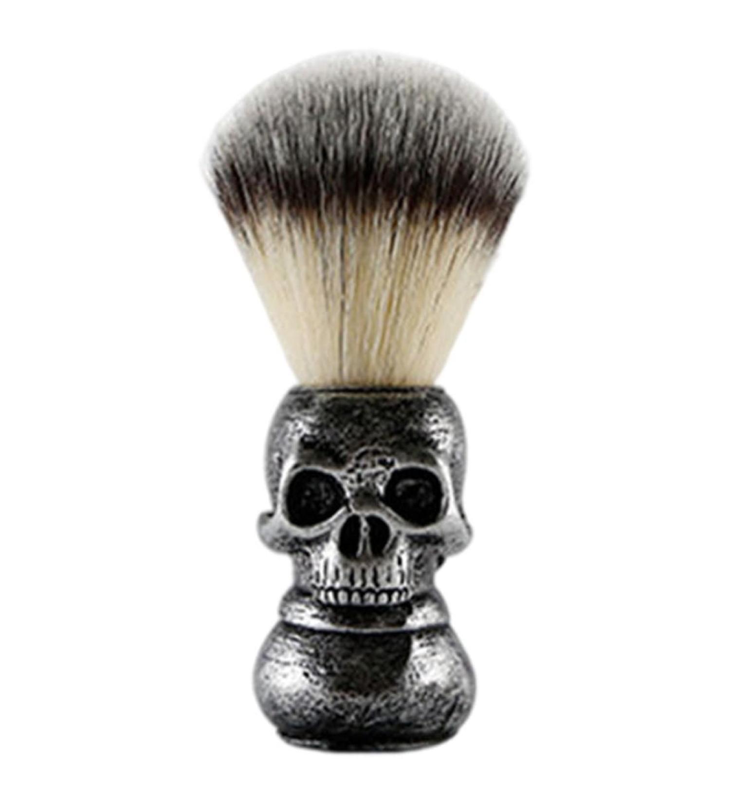 Buy Silver Hair Shaving Brush | Soft Skull Beard Grooming Tool for Precision Shaving - Buy Online on SooperMarket.com