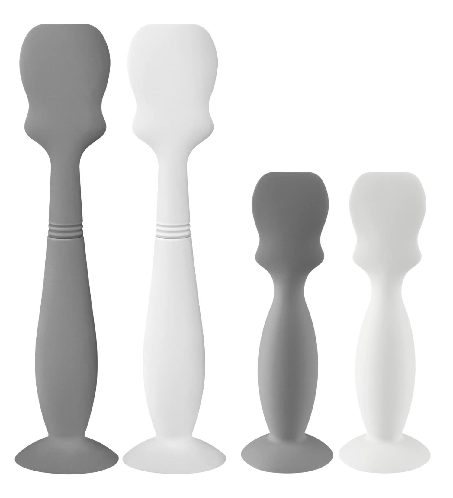 Baby Diaper Cream Brush Set - 4 Pack Silicone Spatula Applicators for Newborns - 2 Large & 2 Small Sizes - Gray and White - Buy Online on SooperMarket.com
