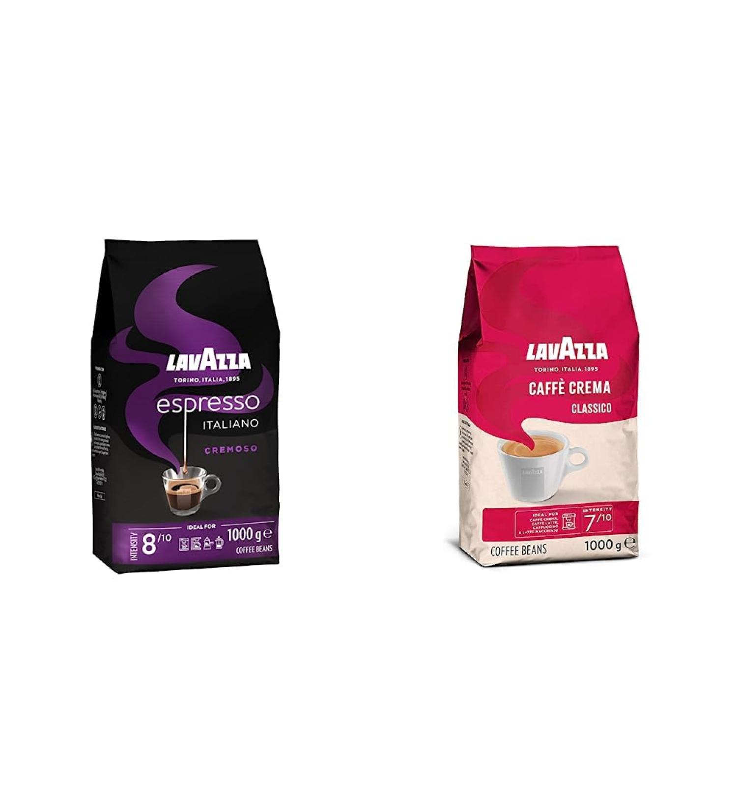 Lavazza Espresso Cremoso 100% Arabica Medium Roast Coffee Beans 1 kg Pack & Caff Crema Classico Coffee Beans Arabica and Robusta Cocoa and Wood Notes Intensity 7/10 Medium Roasting 1 Kg - Buy Online on SooperMarket.com