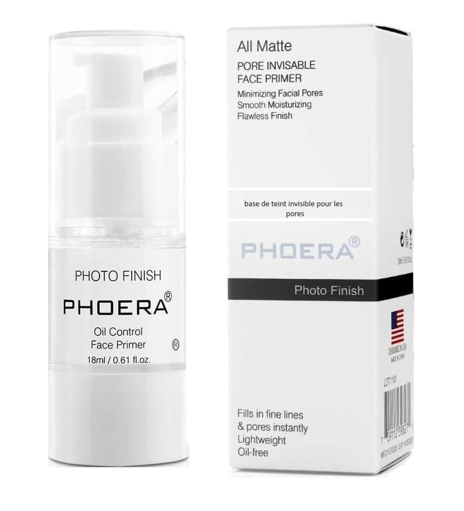 PHOERA Primer Pore Invisable Matte Photo Finish Face Makeup Pore filler Primer Base Oil Free Full Coverage Make Up Base Concealer Long Lasting Flawless Pores Minimiser Liquid Moisturizing (18ml) 18 ml (Pack of 1) - Buy Online on SooperMarket.com