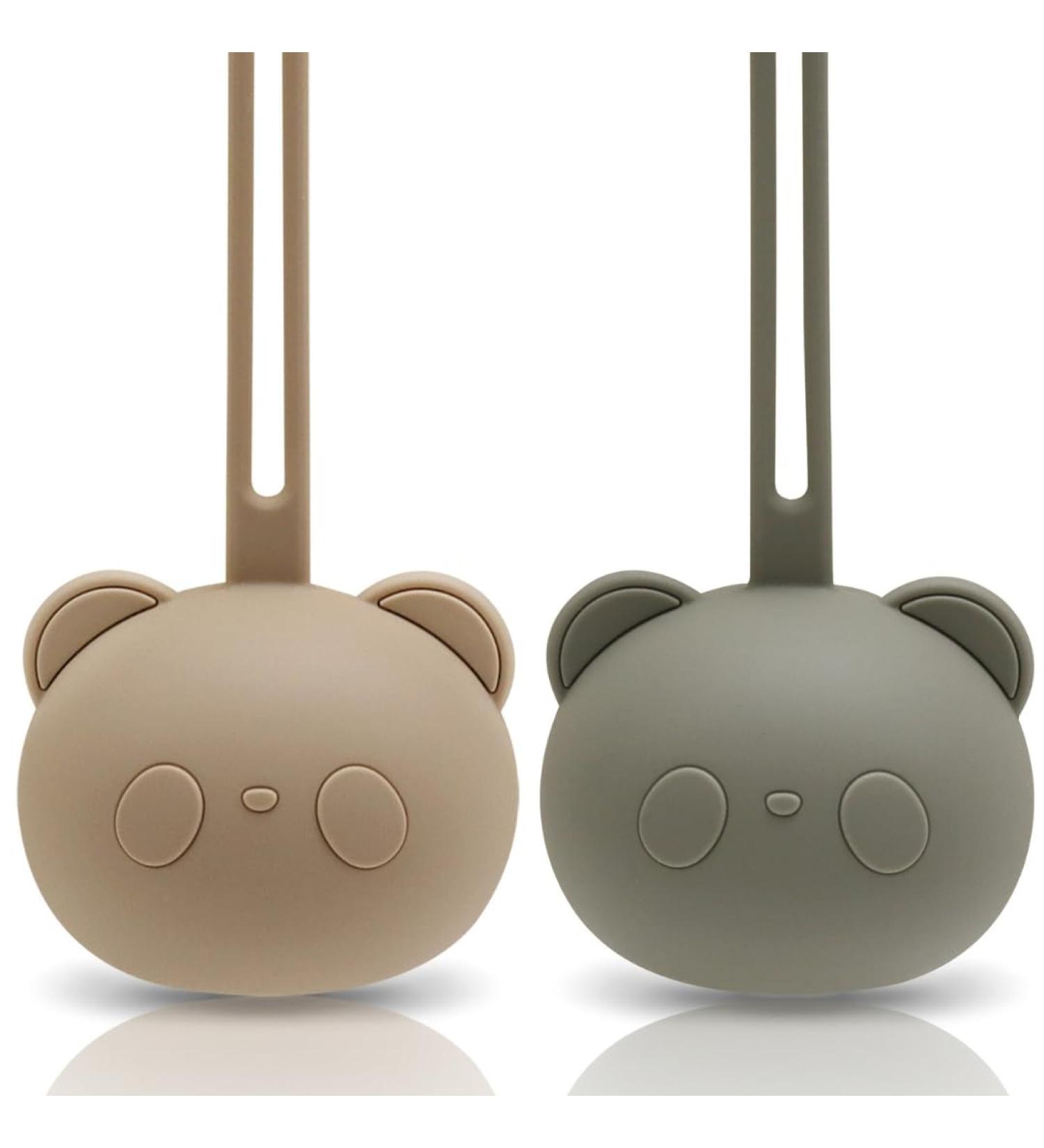 Caja Schnullerbox Silicone 2-Piece Pacifier Storage - Panda Design - BPA-Free Safe & High-Quality Baby Accessories for Babies - 2-Set (Gray & Gray Green) - Buy Online on SooperMarket.com