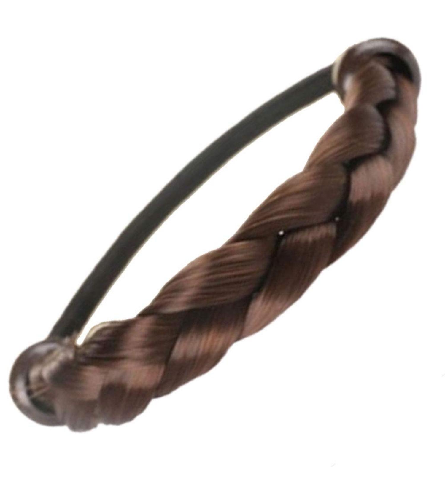 Wig Hair Rings Braided Faux Hair Ponytail Holders Hairpiece Hair Band Woman Elastic Rubber Bands Ponytail Wrap Hair Accessory For Girls(Brown) 1.3*10cm style2 - Buy Online on SooperMarket.com