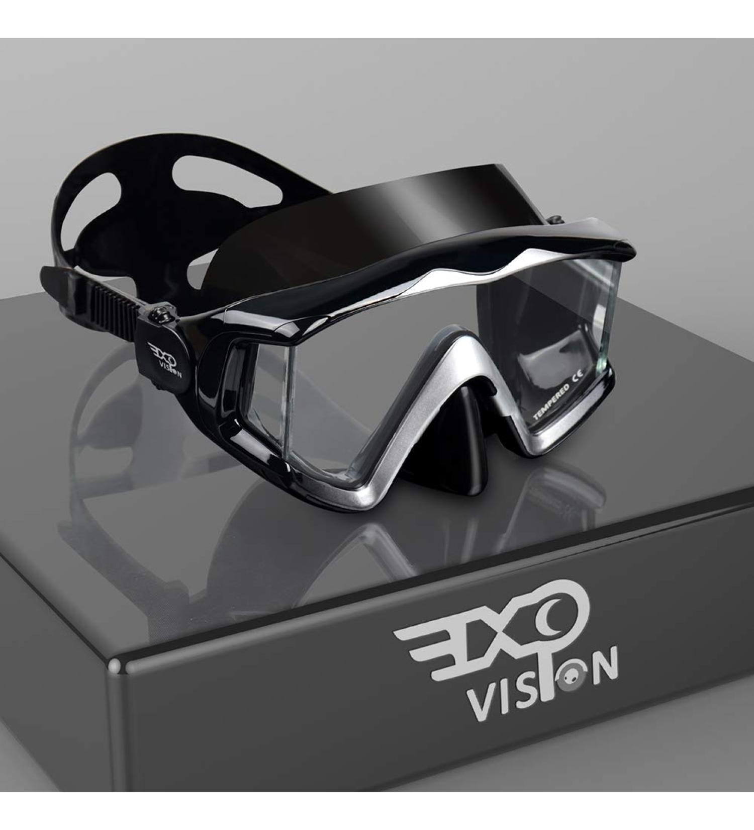 Adult Pano 3 Window Scuba Diving Mask - Anti-Fog Swim Goggles with Nose Cover | Tempered Glass Snorkel Dive Mask for Snorkeling, Freediving, Swimming - Black - Buy Online on SooperMarket.com