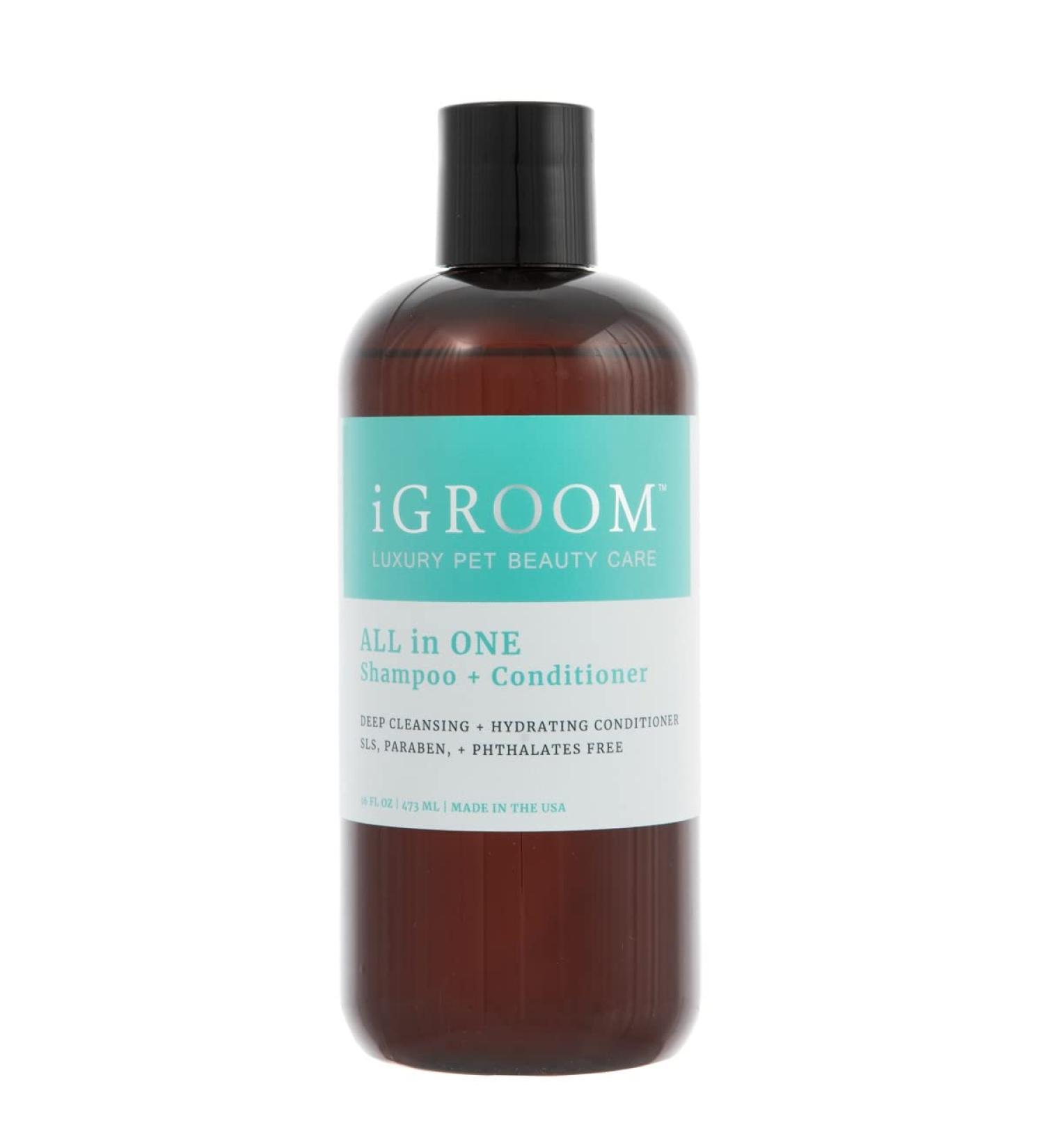 iGroom All-In-One Dog Shampoo + Conditioner 16 oz - Luxury Pet Beauty Care for All Coat Types - Hydrating & Conditioning Formula Made in USA - Buy Online on SooperMarket.com