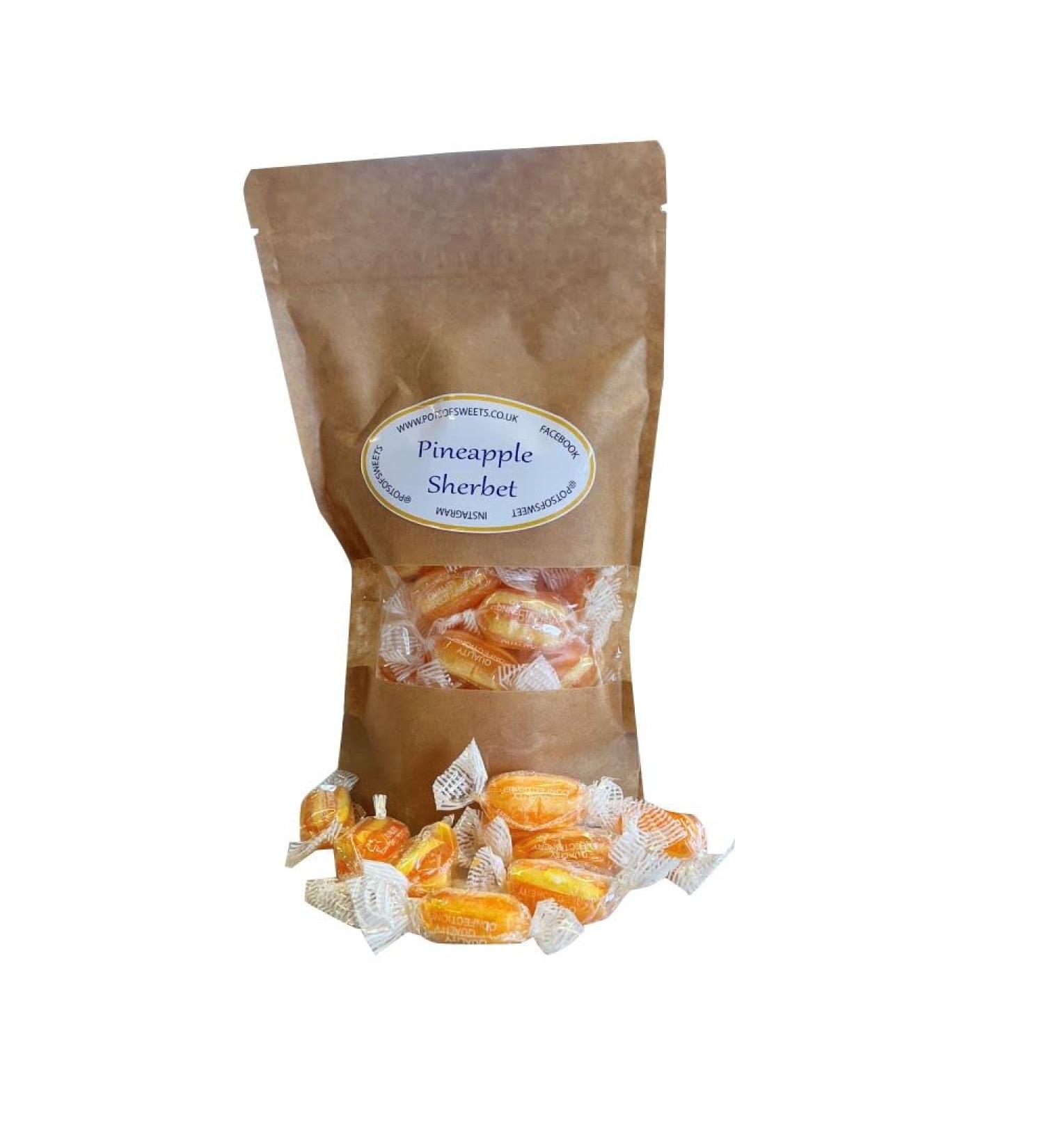 Personalized Customise With Your Own Message or Image 250g Pouch of Individually Stockleys Wrapped Sherbet Pineapple Sweets - Buy Online on SooperMarket.com