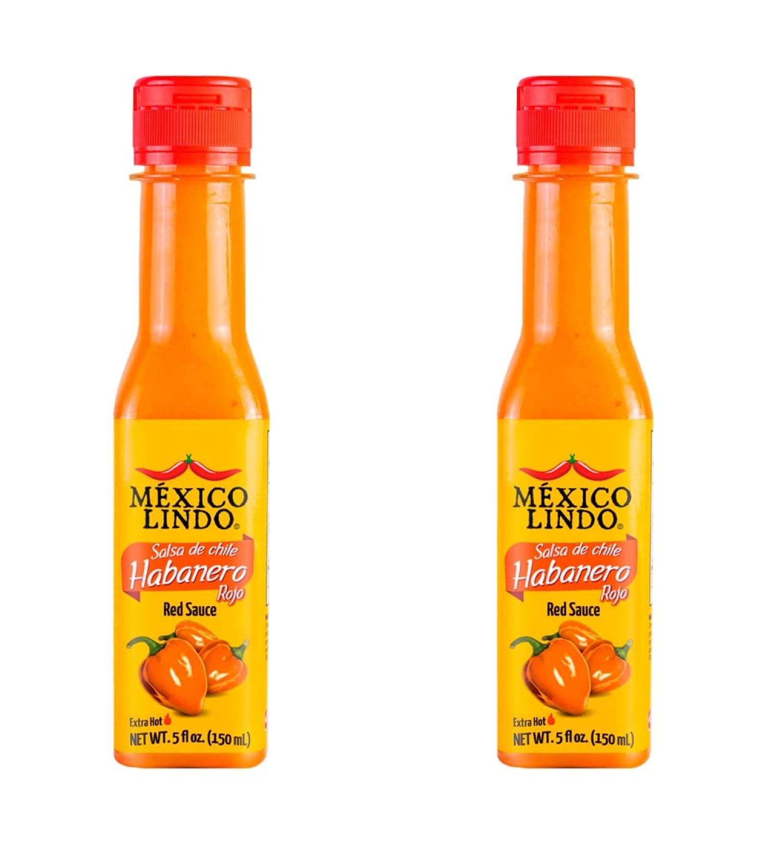 Mexico Lindo Red Habanero Hot Sauce - 78,200 Scoville - 5 Fl Oz Bottles (Pack of 2) - Buy Online on SooperMarket.com