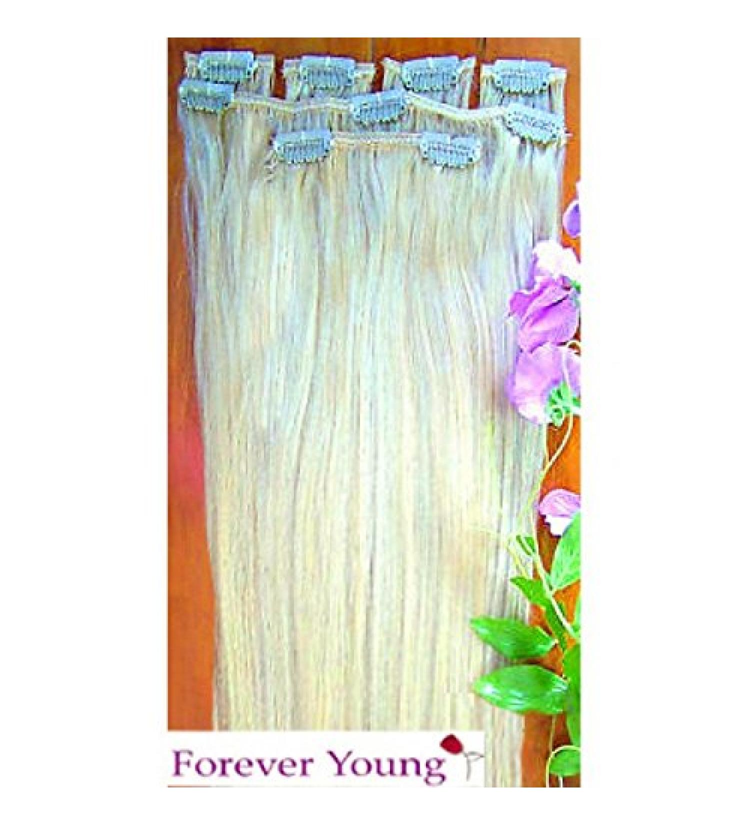 Forever Young UK Clip In Remy Human Hair Extensions Half Head Light Blonde 18" Length