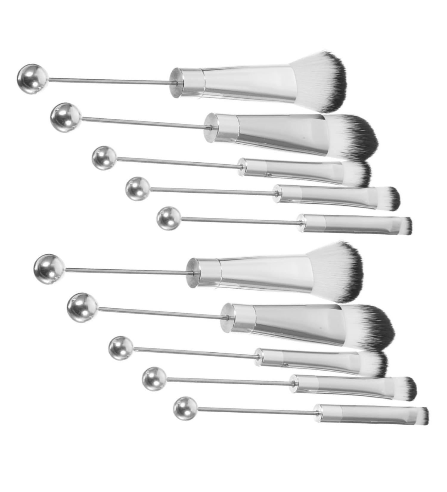 Buy 2 Sets of Metal Handle Makeup Brushes for Women | Eye Shadow Brow & Loose Powder Brush Perfect for Flawless Eye Makeup & Blush Application | High-Quality Artificial Fiber - Buy Online on SooperMarket.com