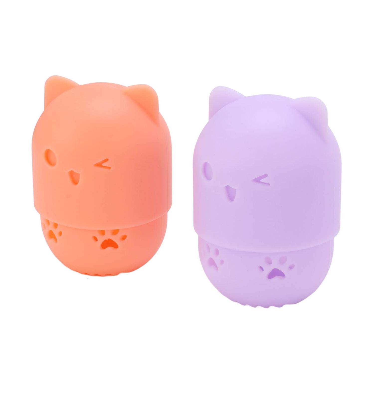 Makeup Sponge Holder Ventilating Cute Makeup Sponge Travel Bag Soft Sanitation for Makeup Accessories (Light Orange Purple) - Buy Online on SooperMarket.com
