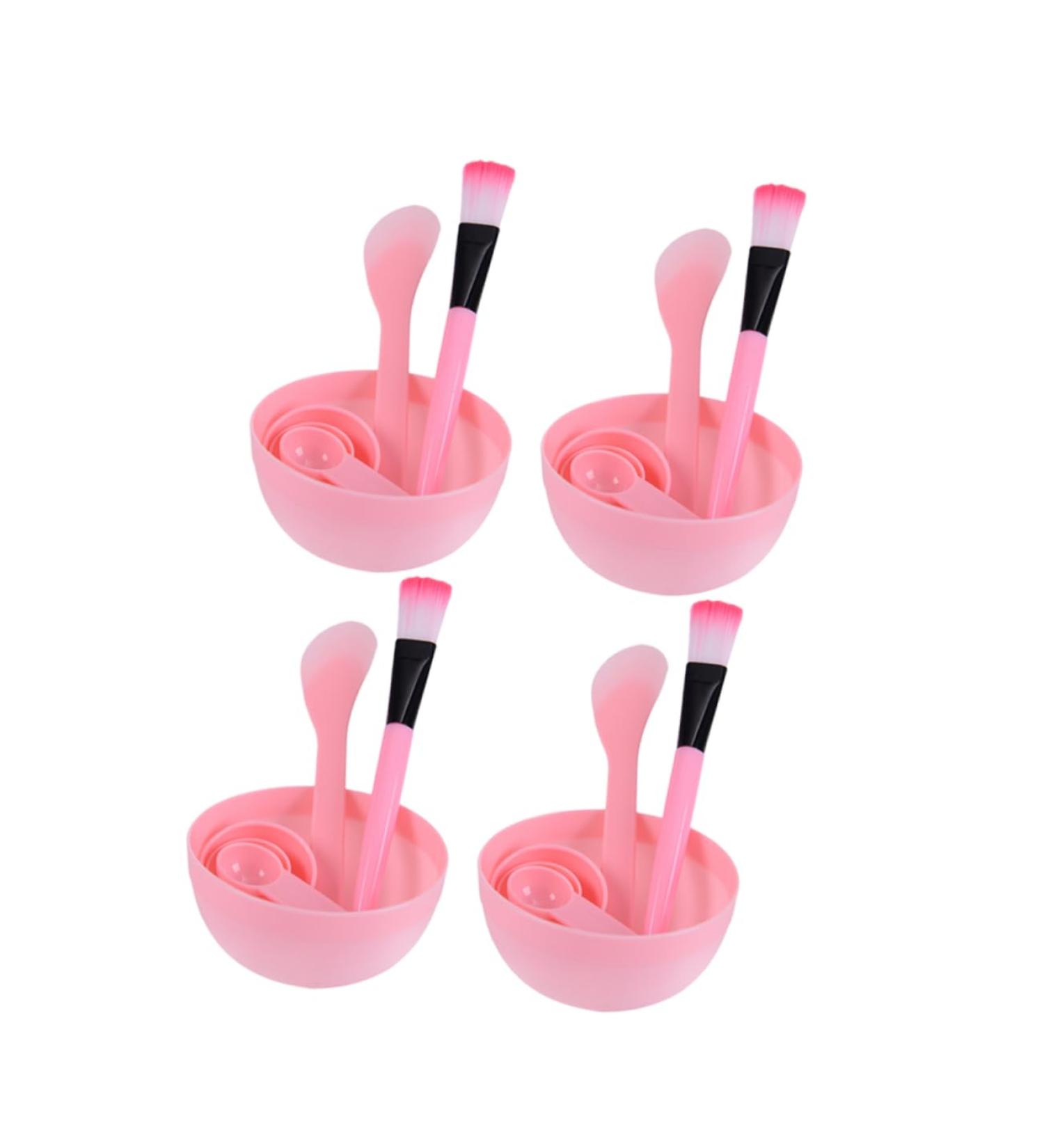 Didiseaon 4sets Facial Mud Brush Cream Applicator Bowl Stick Brush Facial Mask Brush Make up Kit Facial Mask Spoon Facial Spatula Cosmetic Spatula Six Piece Set Mix Pink 15.5*9.2cm Pink - Buy Online on SooperMarket.com