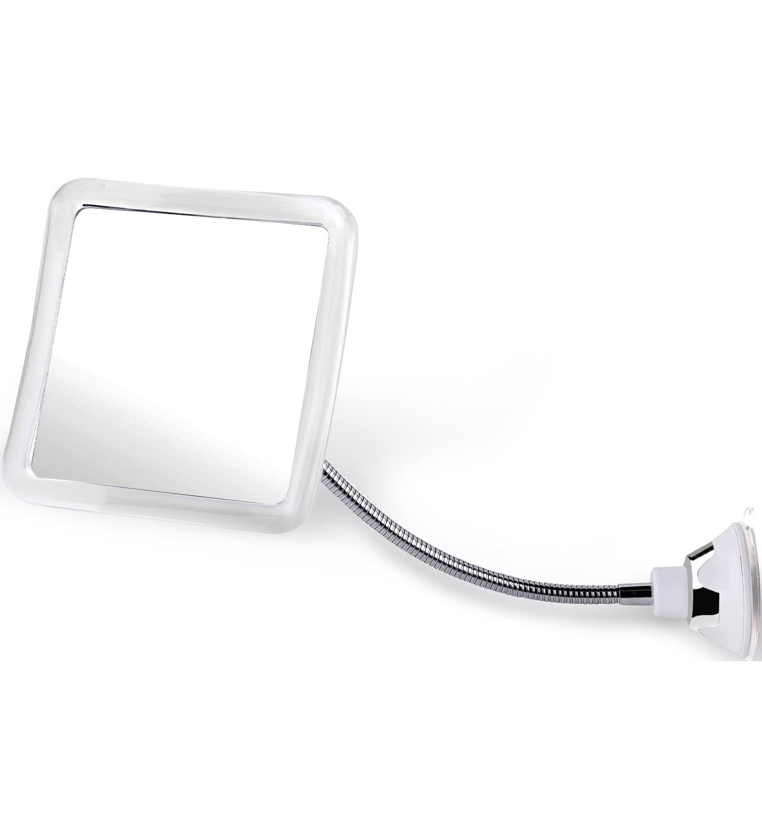 Fogless Shower Mirror with Flexible Gooseneck Extension and Upgraded Suction Cup - Shatterproof 6.3 x 6.3 Surface - Buy Online on SooperMarket.com