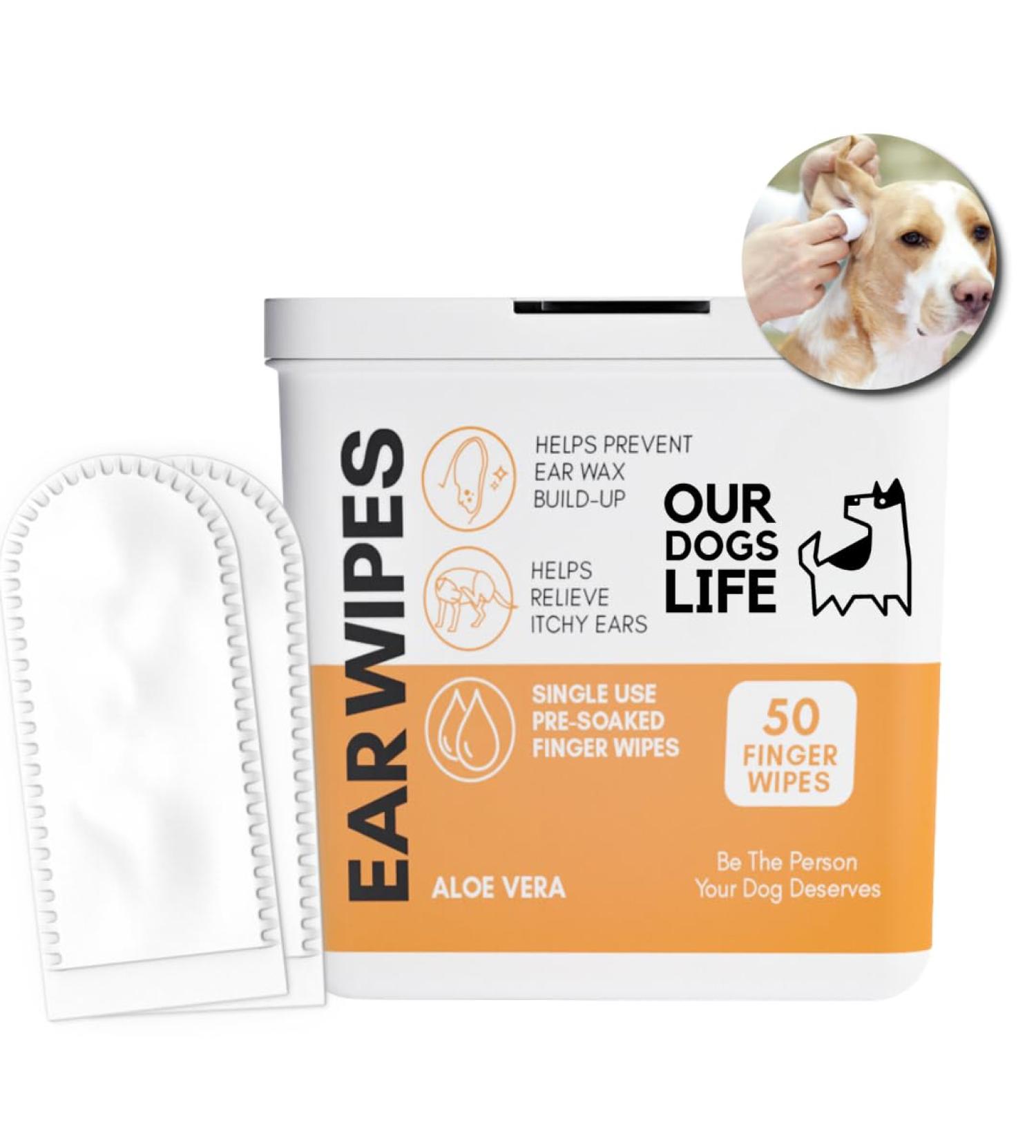 Dog Ear Wipes | Soft Quick & Easy Ear Wipes For Dogs | Remove Wax Dirt & Stop Smelly Itchy Dog Ears | 50 Soothing Aloe Vera Dog Ear Cleaning Finger Wipes! - Buy Online on SooperMarket.com