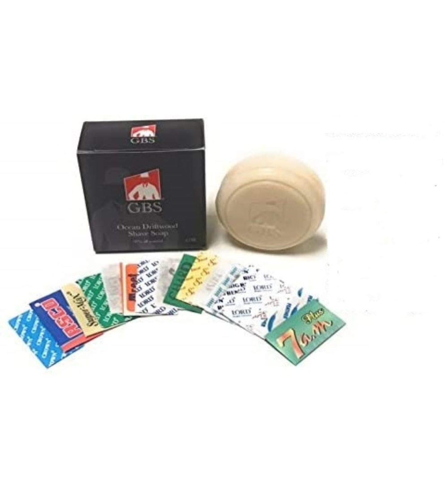 GBS Double Edge Razor Blades 18 Counts Safety Razor blades - Feather Astra Derby Trig Super Max Lord Shark Treet + GBS Shave Soap Perfect for Barber Shavette Shave Kits