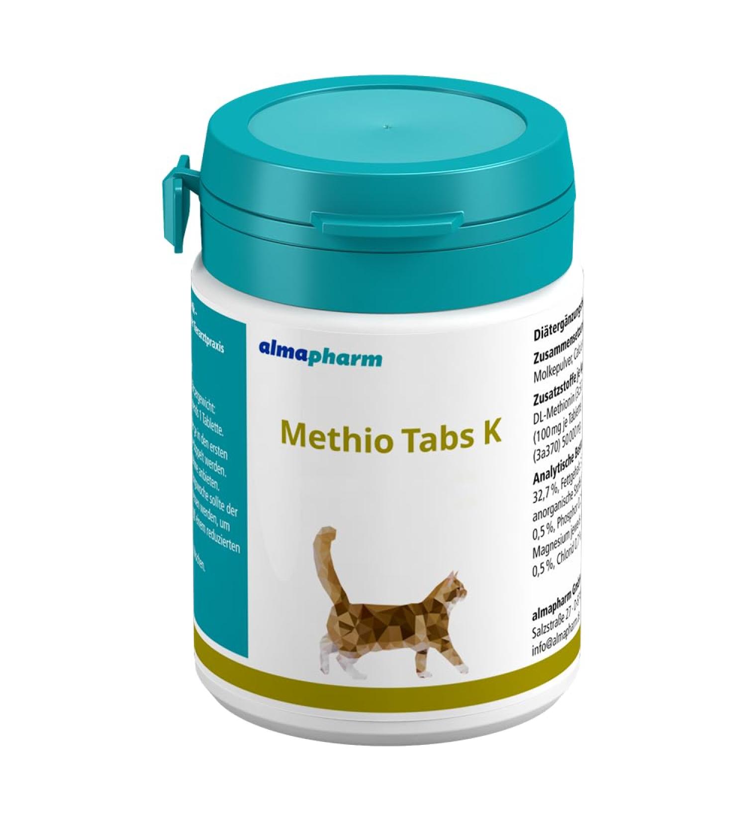Almapharm Methio Tabs K | 200 Tablets | Urinary Support Supplement for Cats | Acidify Urine with Methionine | Vital Nutrients for Health - Buy Online on SooperMarket.com