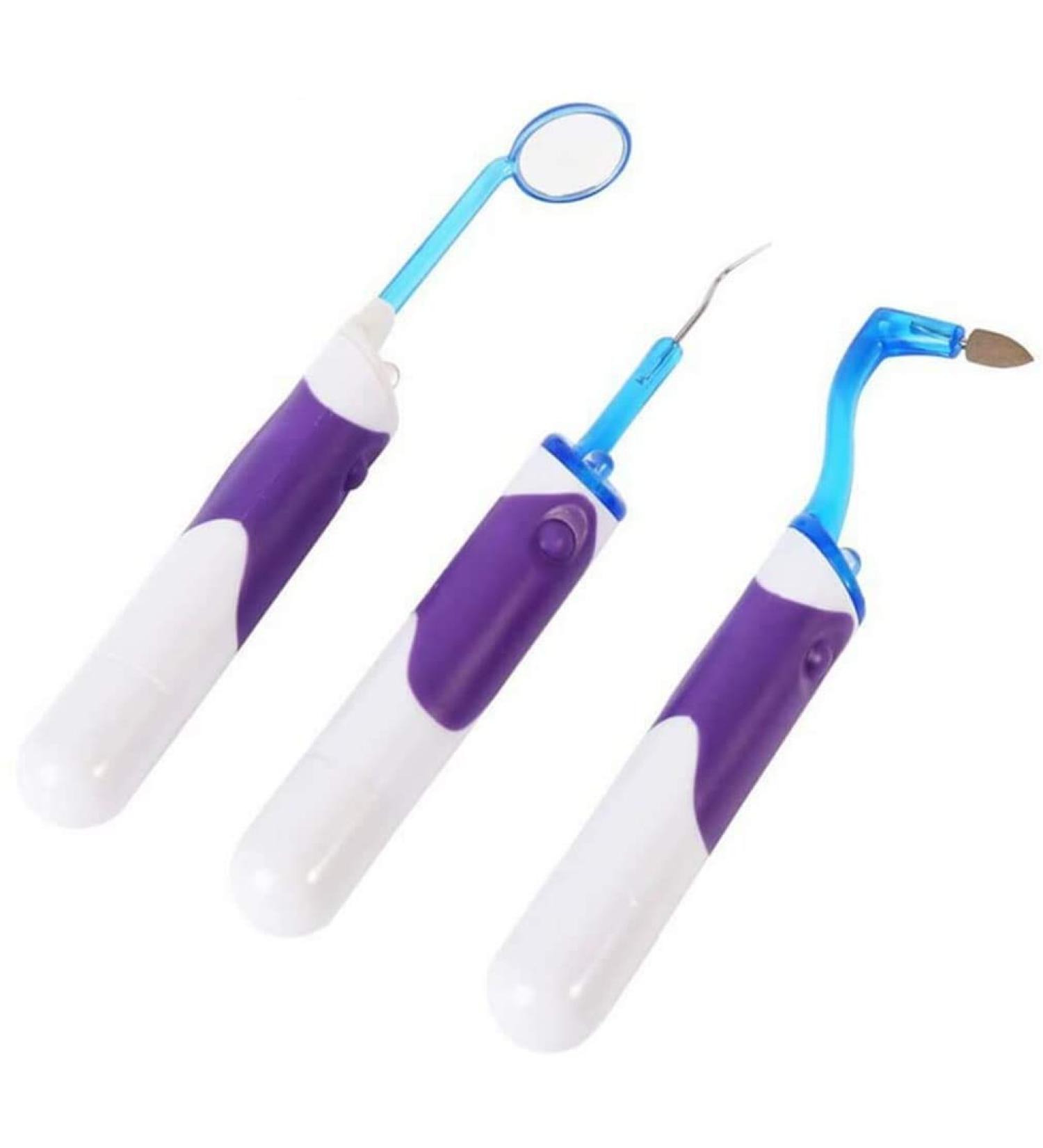 3PCS Dental Kit with LED Dental Mirror, Stain Eraser & Plaque Remover - Buy Online on SooperMarket.com