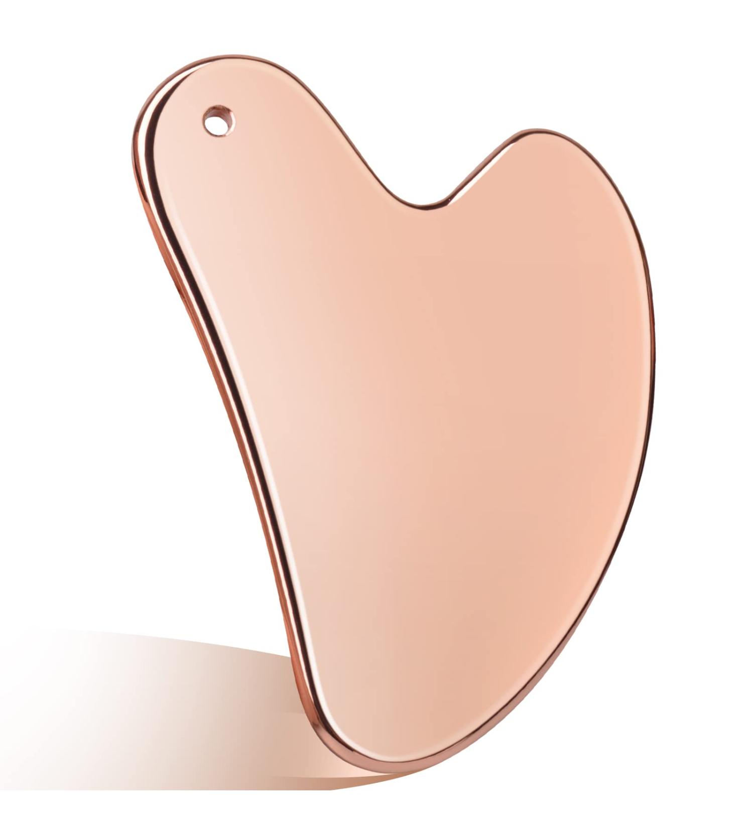 Stainless Steel Gua Sha Tool for Face & Body - Rose Gold Facial Massage Tool | Tighten Skin & Enhance Beauty | Includes Travel Pouch - Buy Online on SooperMarket.com