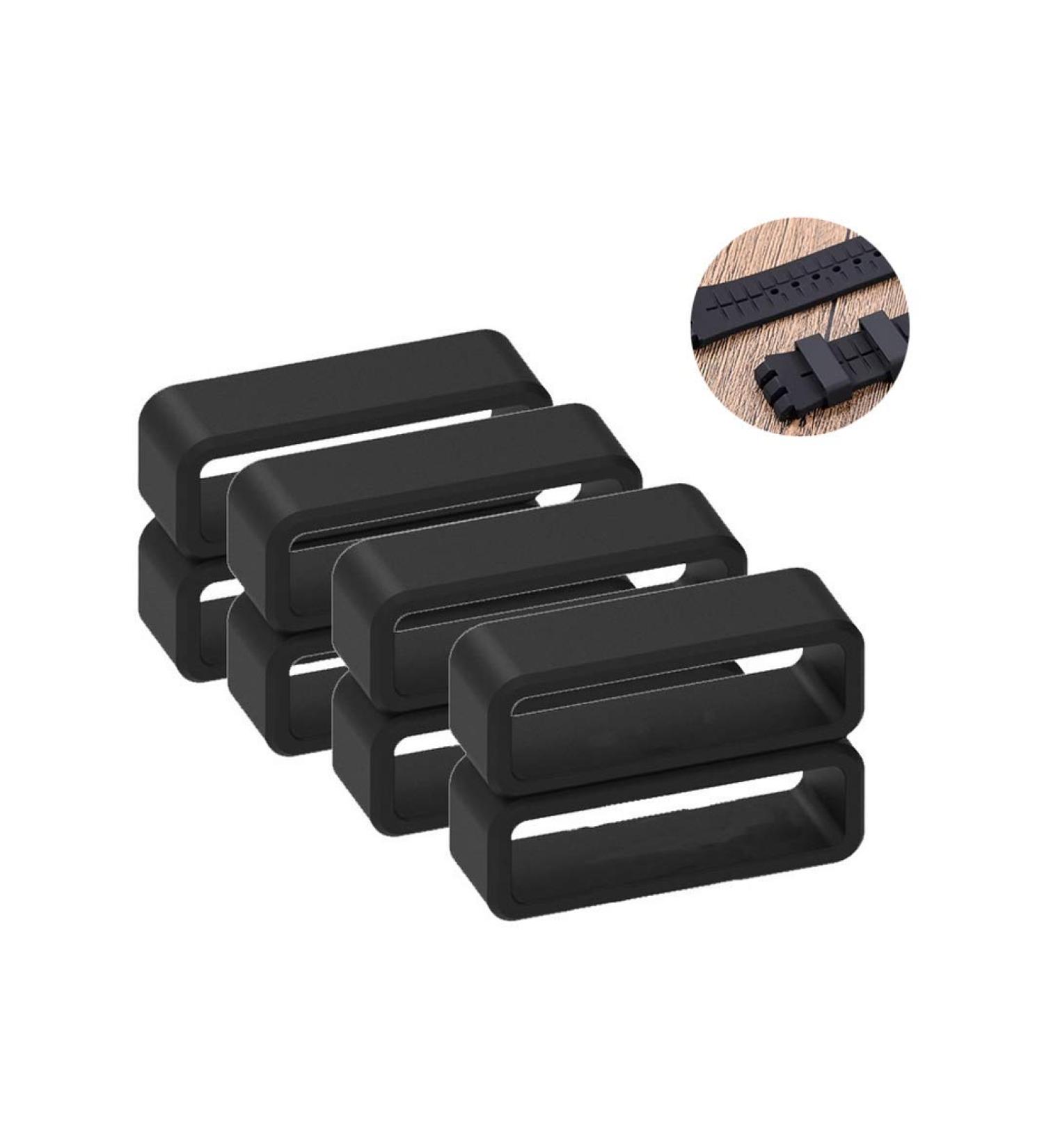 SYBL 8 Pack Rubber Watch Band Loops - Replacement Silicone Strap Keeper Rings (Black) | 12mm-26mm - Buy Online on SooperMarket.com
