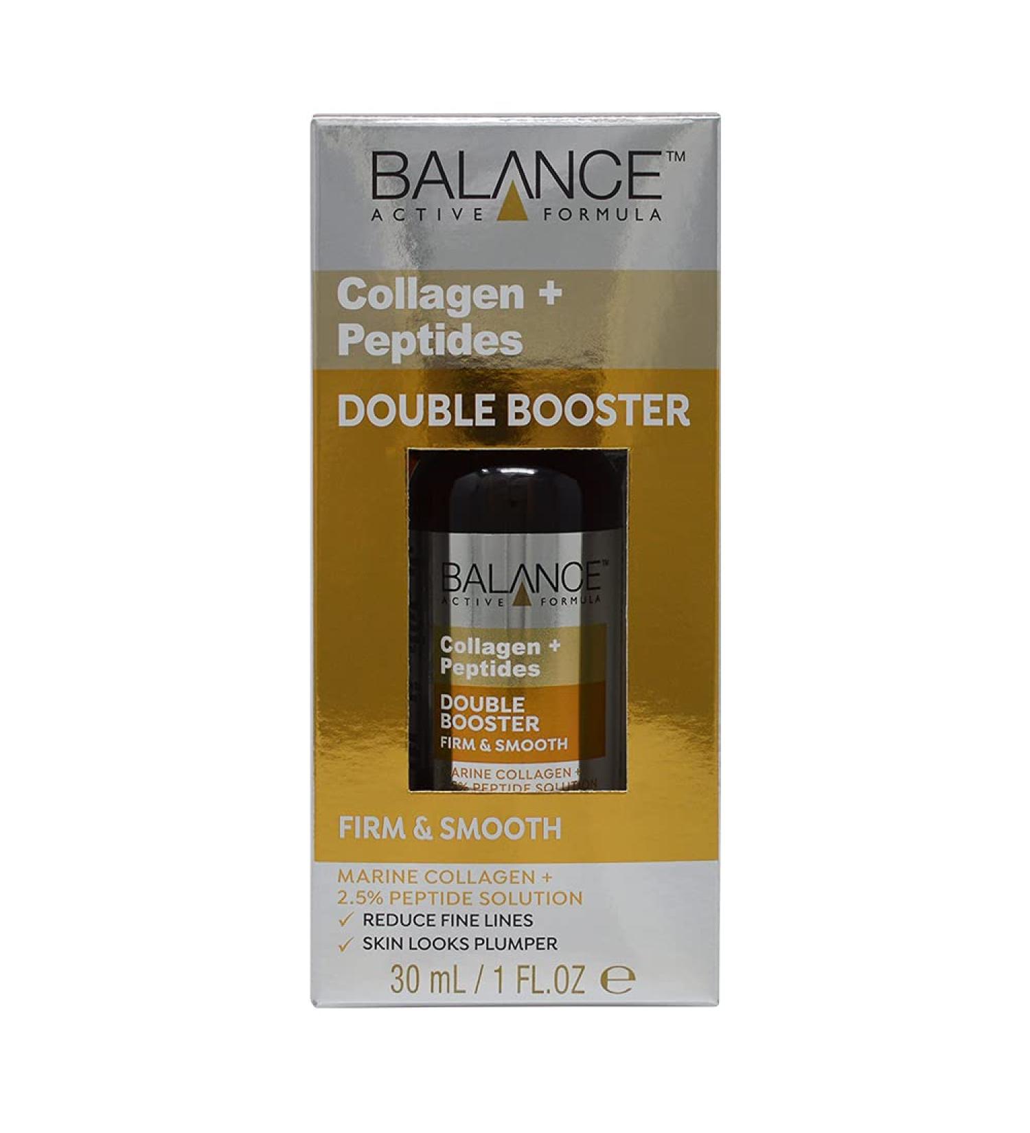 Balance Active Formula Collagen + Peptides Double Booster (30ml) - Formulated with Marine Collagen + a 2.5% Peptide Solution Known to Reduce fine Lines & Wrinkles - Buy Online on SooperMarket.com