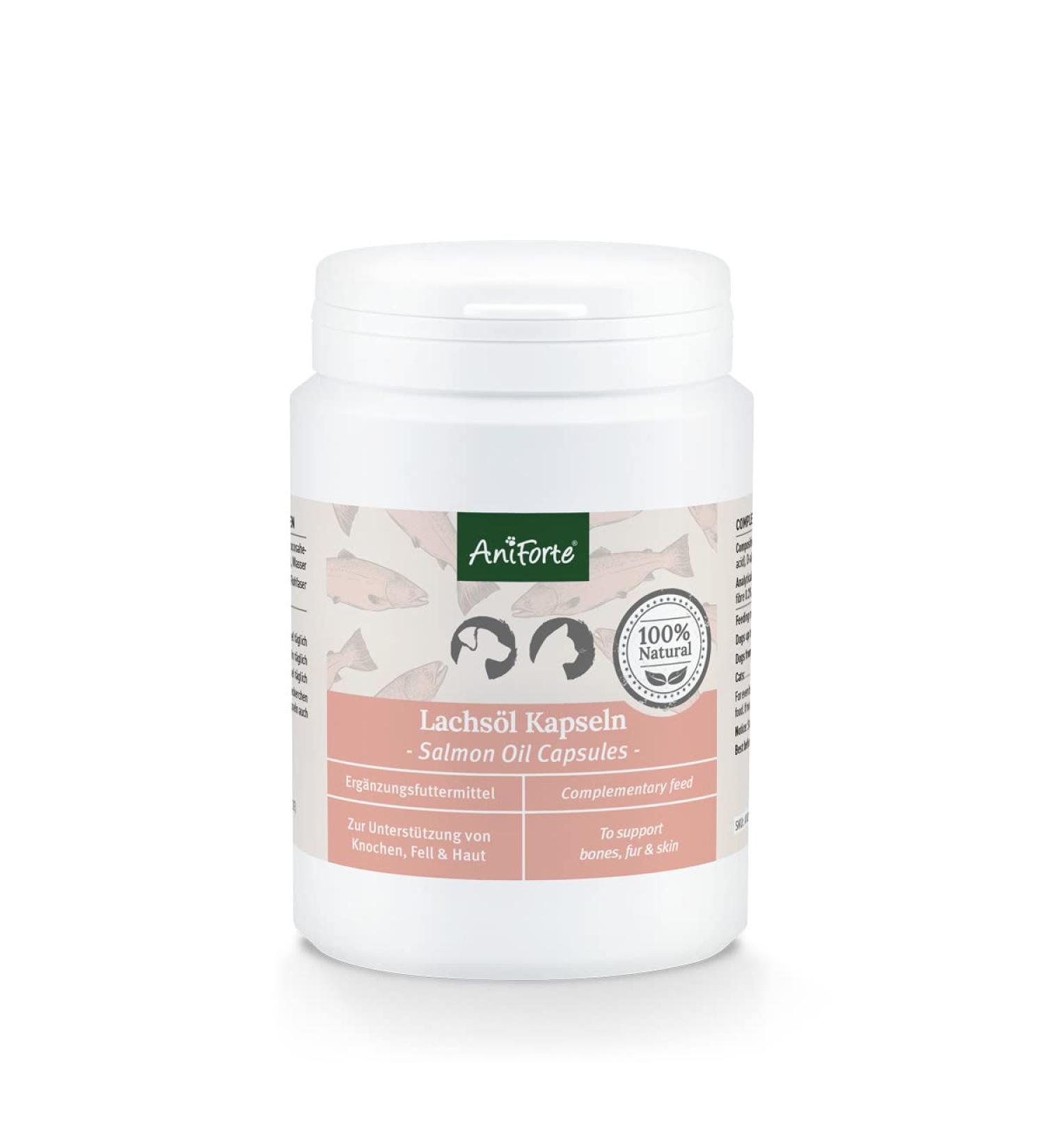 AniForte Premium Salmon Oil 200 Tablets for Dogs & Cats - Natural Norwegian Fish Oil Supplement with Omega 3, 6, EPA, DHA & ALA for Coat, Skin, Joints & Brain Health - Buy Online on SooperMarket.com