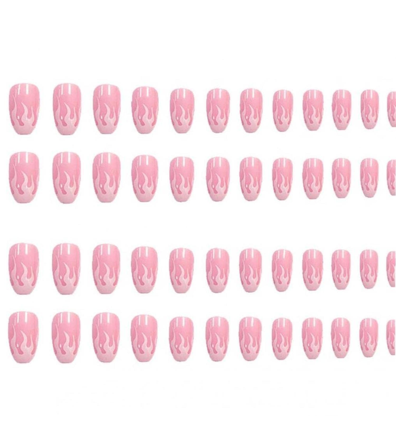 2set Detachable Long Coffin False Nails with Designs Press on Nails Wearable Fake Nail Decor Full Cover Art Tips - Buy Online on SooperMarket.com