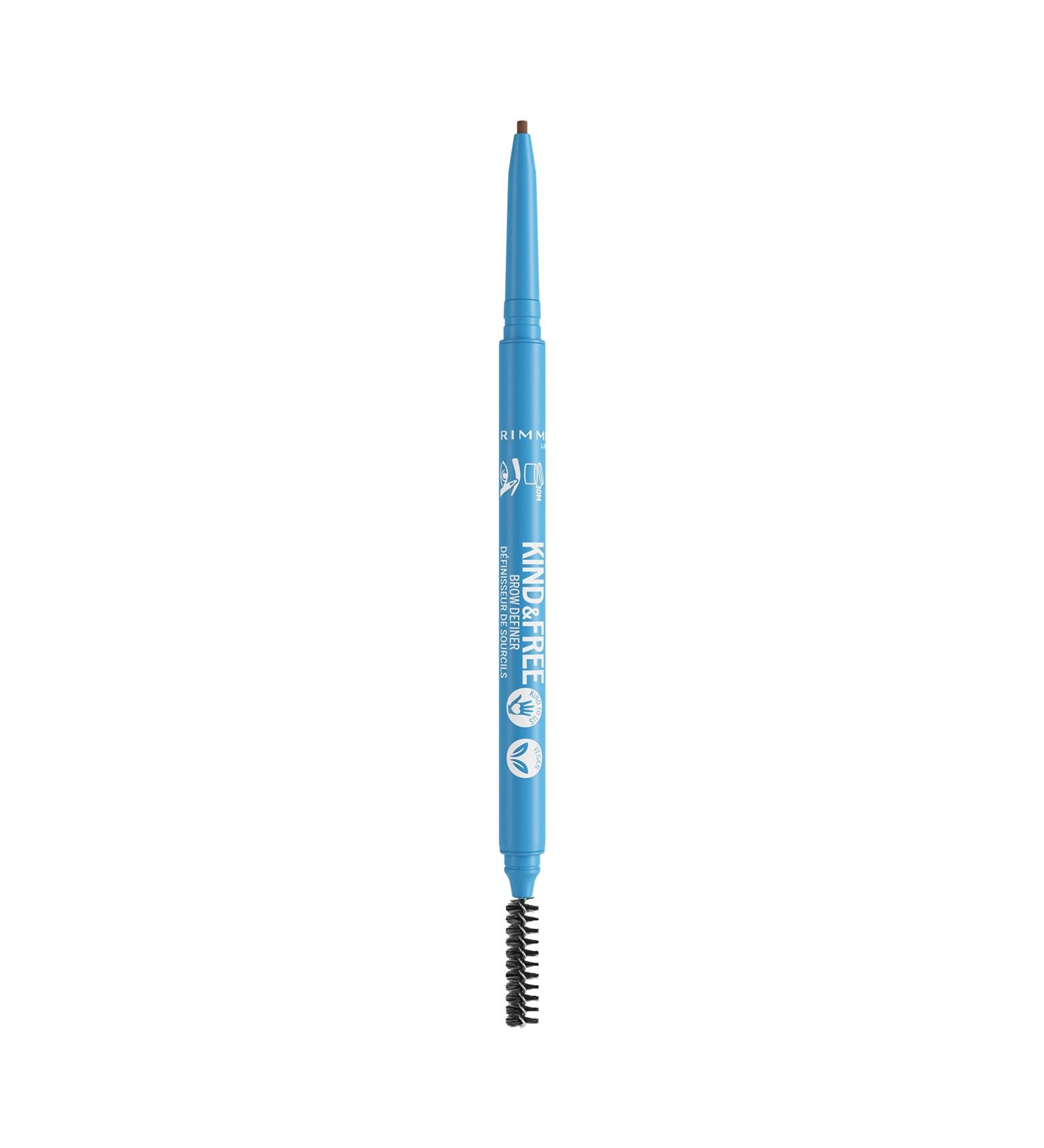 Rimmel London - Kind & Free Brow Definer Dual Ended Ultra Fine Tip and Spoolie NO mineral oils Vegan Formula - Caramel - 4 - Buy Online on SooperMarket.com