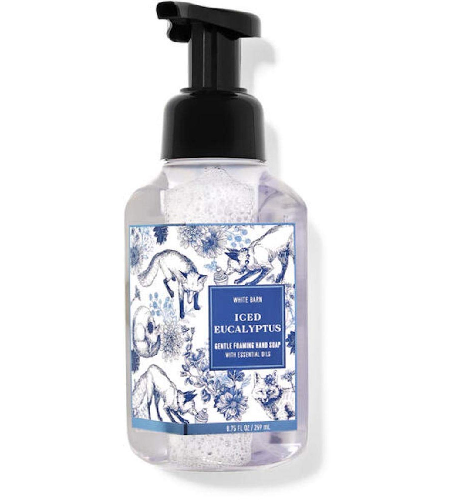 White Barn Candle Company Bath and Body Works Gentle Foaming Hand Soap w/Essential Oils- 8.75 fl oz - Fall 2020 - Many Scents! (Iced Eucalyptus)