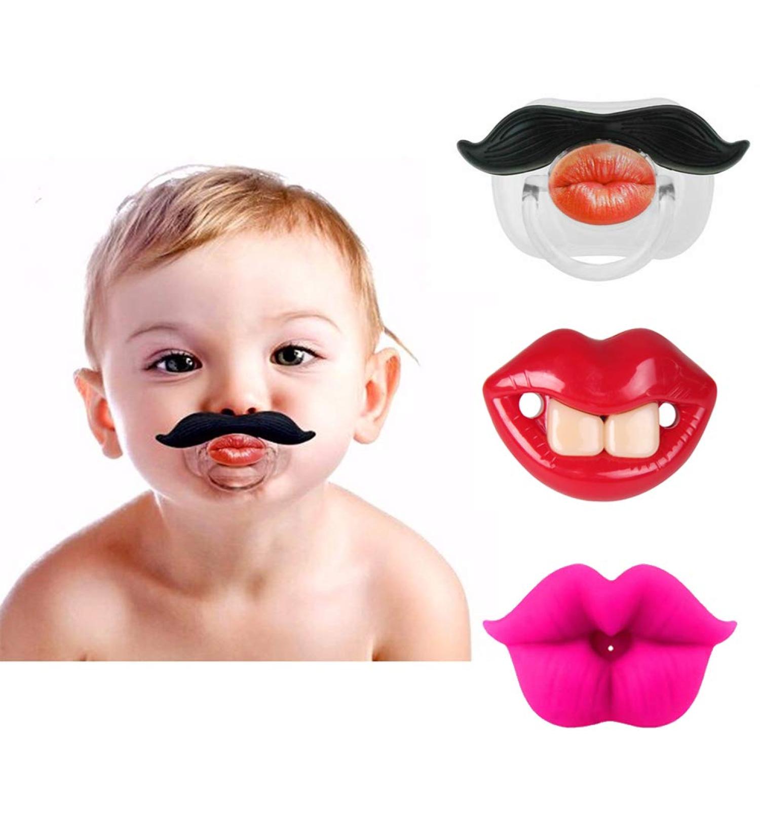 Cute Gentleman Mustache Design Funny Pacifier Set for Newborns and Toddlers - Buy Online on SooperMarket.com