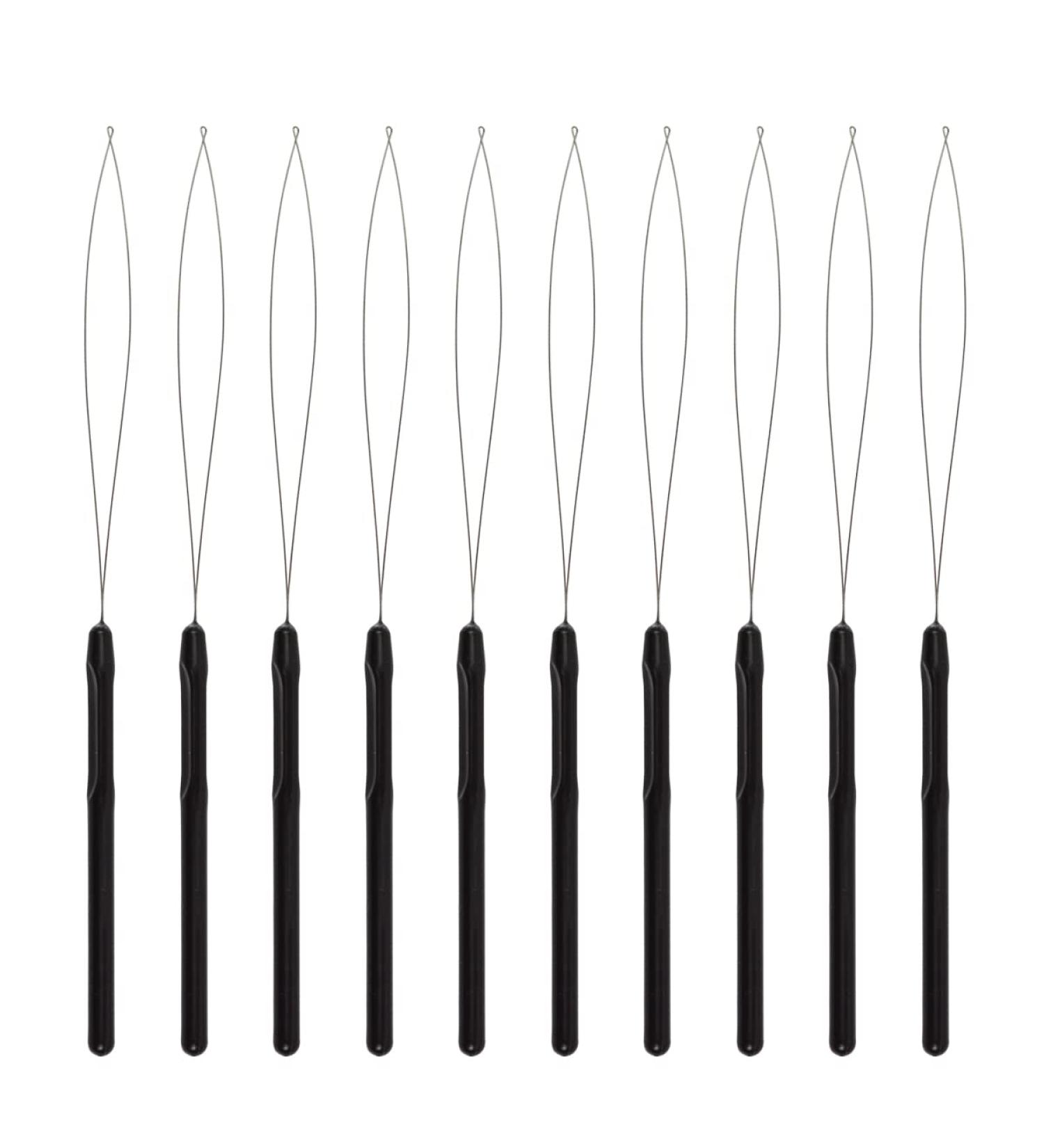 10 Pcs Hair Extension Loop Needle Threader Pulling Hook & Bead Device Tool Set (Black) - Buy Online on SooperMarket.com