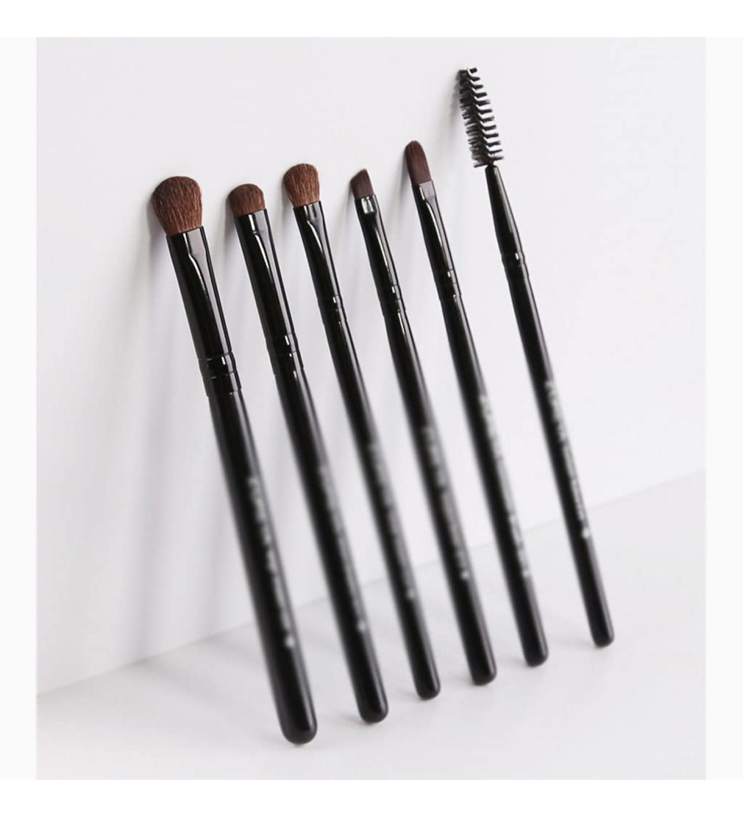 DFHBFG Makeup Tools - 6 Small Sets Black Wood Handle Eye Shadow Brushes | High-Quality Makeup Brushes for Flawless Looks - International Shipping Available - Buy Online on SooperMarket.com