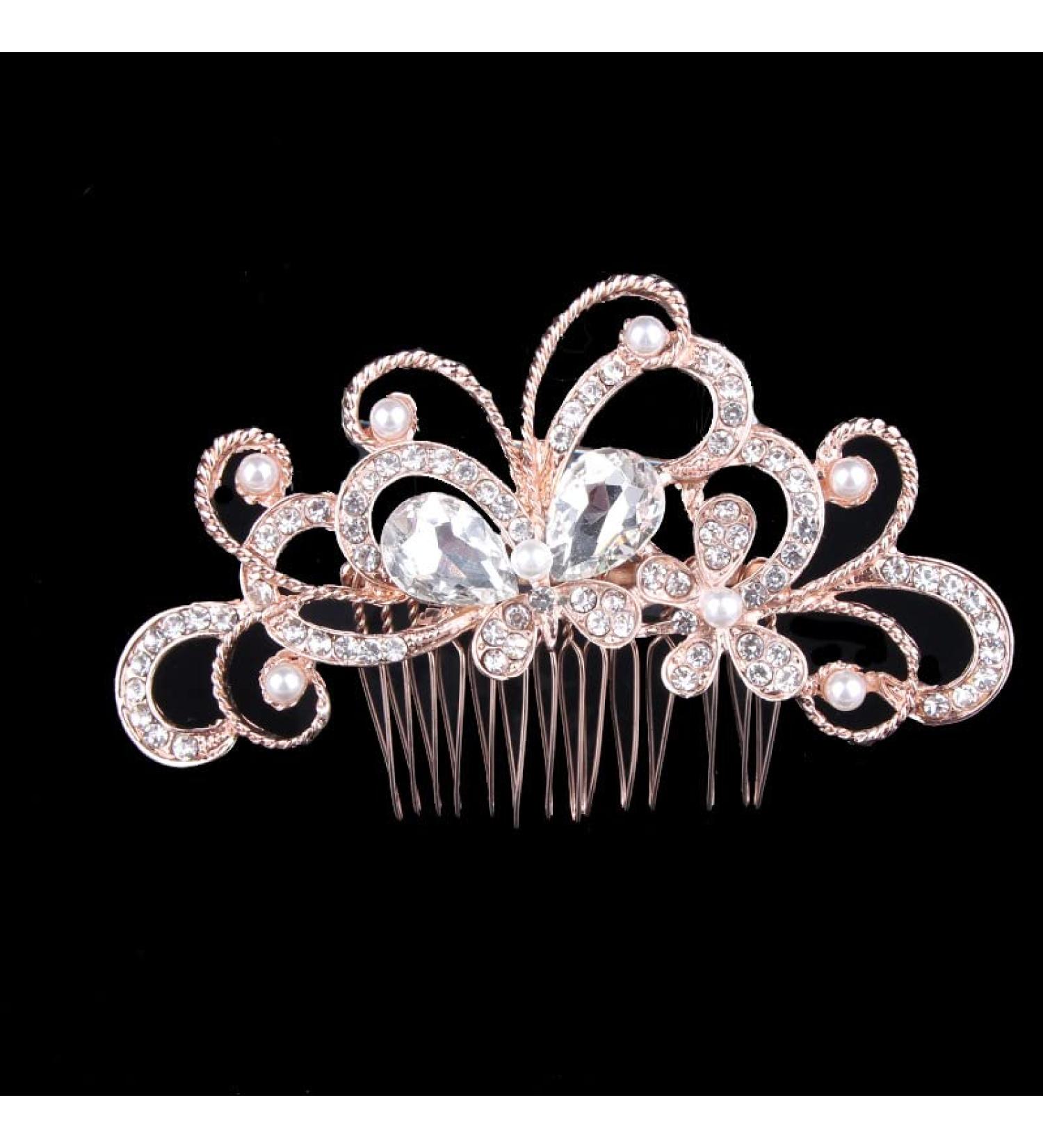 Poznana Starfish Rhinestone Bridal Hair Comb - Wedding Hair Accessories for Brides - Crystal Wedding Hair Pieces - Bridal Flower Hair Comb (Type 3) - Buy Online on SooperMarket.com