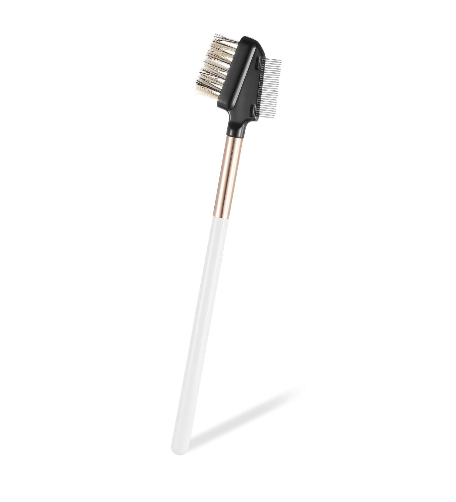 2 in 1 Eyebrow Brush & Lash Comb - Professional Reusable Metal Eyelash Separator with Stainless Steel Teeth & Natural Wood Handle for Women | Perfect Eye Makeup Tool - Buy Online on SooperMarket.com