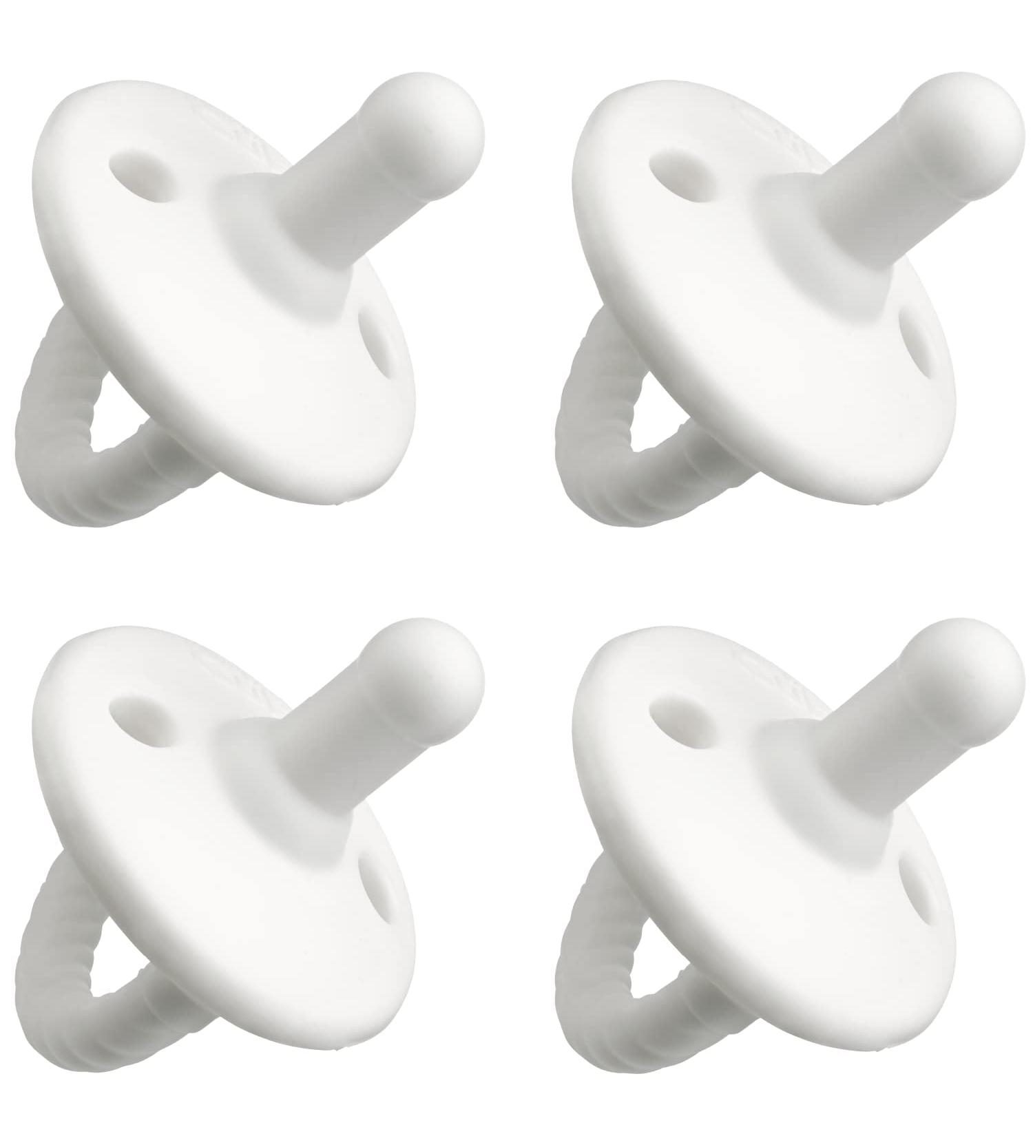 Pacifier Soother Baby 4 Pack, Newborn Teething 100% Food Grade Soft Silicone, BPA Free by Comfy Cubs - White, Stage 1 (0-6 Months) - Buy Online on SooperMarket.com