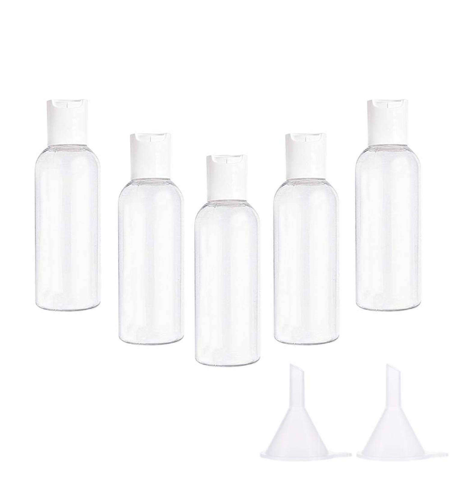 Ainkou 5pcs 100ml Clear Plastic Bottles Transparent Empty Bottles Refillable Bottles Travel Bottles Set for Travel or Cosmetic with 2pcs Small Funnels - Buy Online on SooperMarket.com