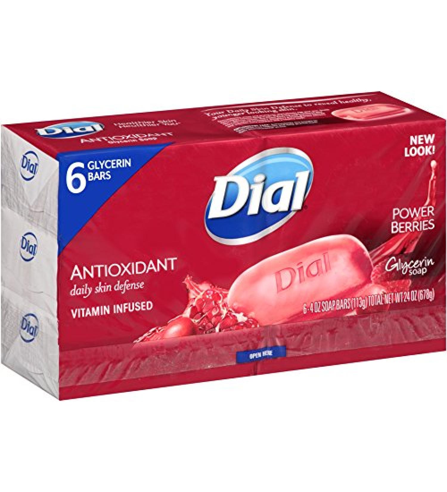 Dial Skin Care Bar Soap  Power Berries  4 Ounce  6 Bars
