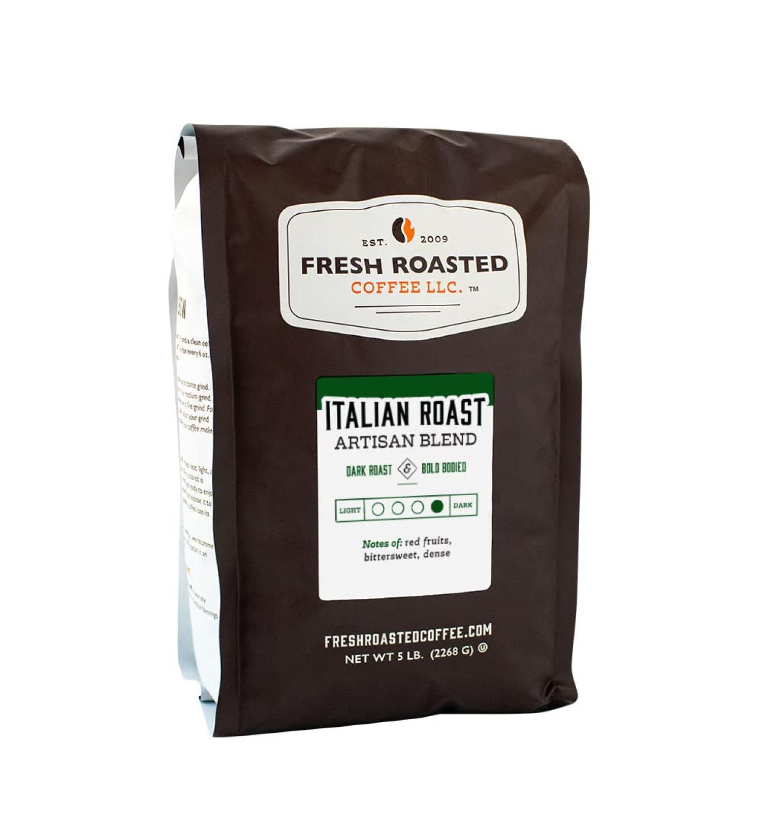 Fresh Roasted Coffee Italian Roast 5 lb (80 oz) Dark Kosher Whole Bean - 5 Pound Pack - Buy Online on SooperMarket.com