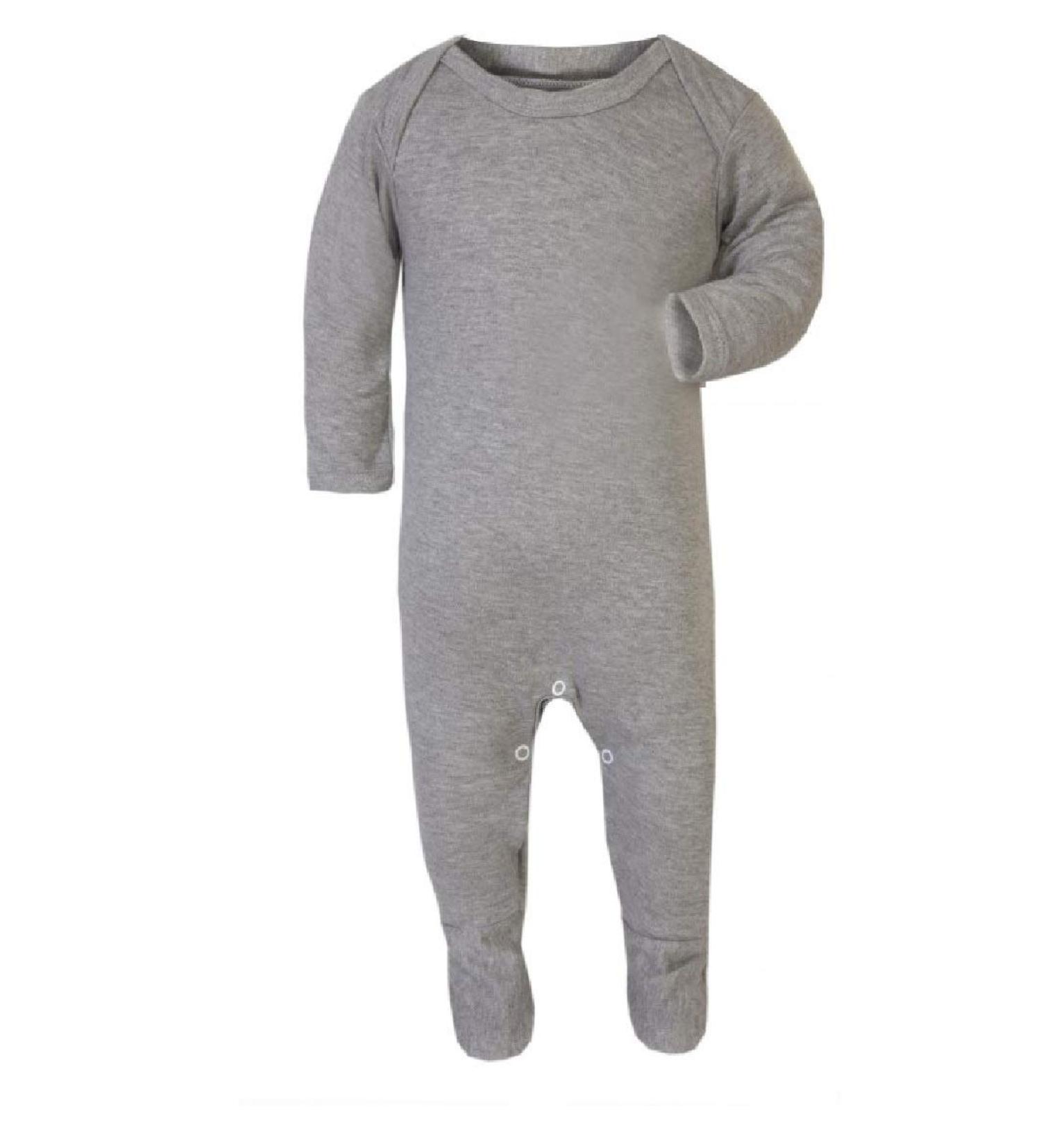 KWC 100% Cotton BABY BOY GIRL Plain Chest Long Sleeve Babygrow Bodysuit Sleepsuit Romper suit Grey 3-6 Months