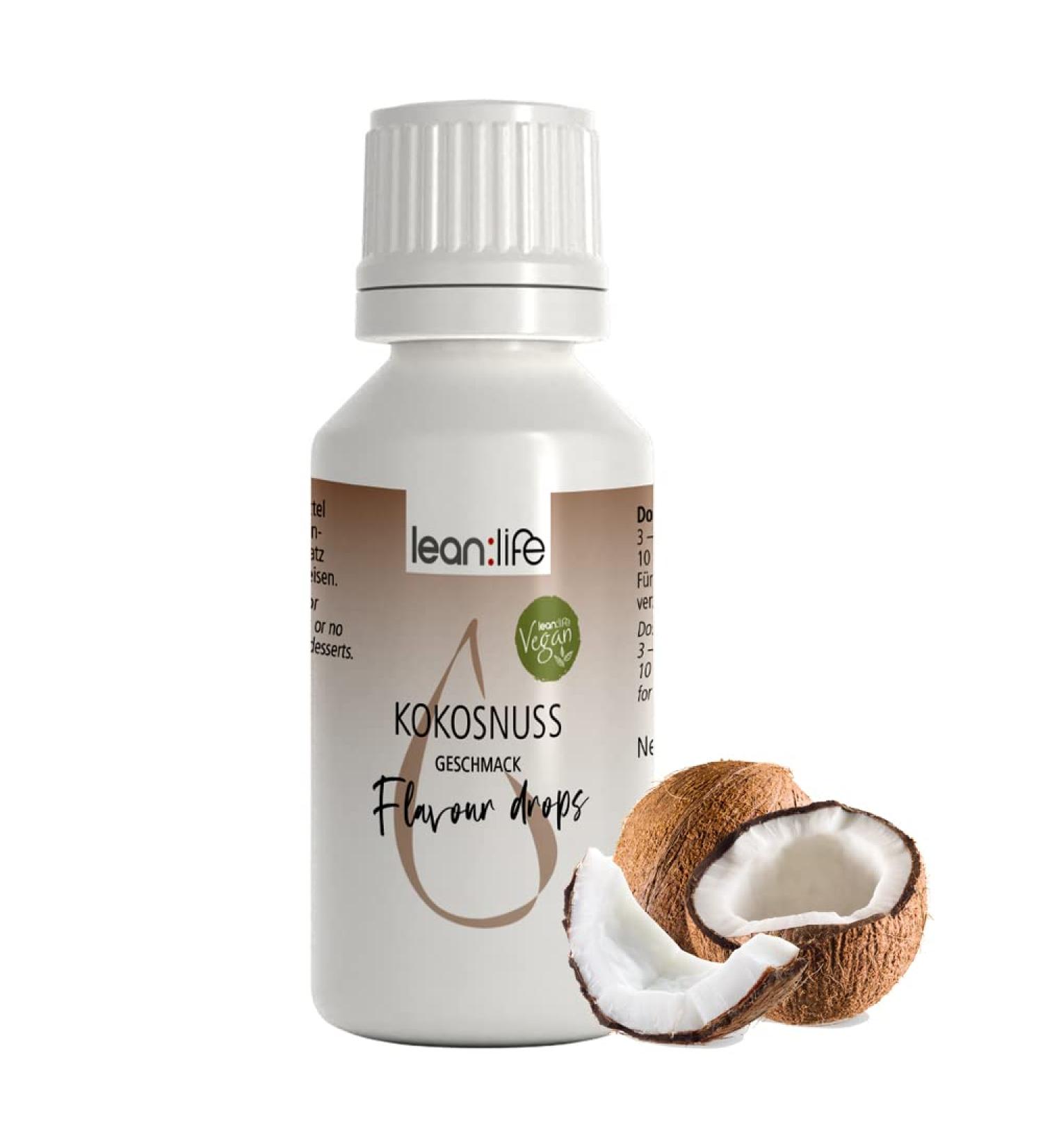 Lean:Life Coconut Flavour Drops 30 ml - Sugar-Free & Low Calorie Aroma Drops for Food - Enhance Your Dishes! - Buy Online on SooperMarket.com