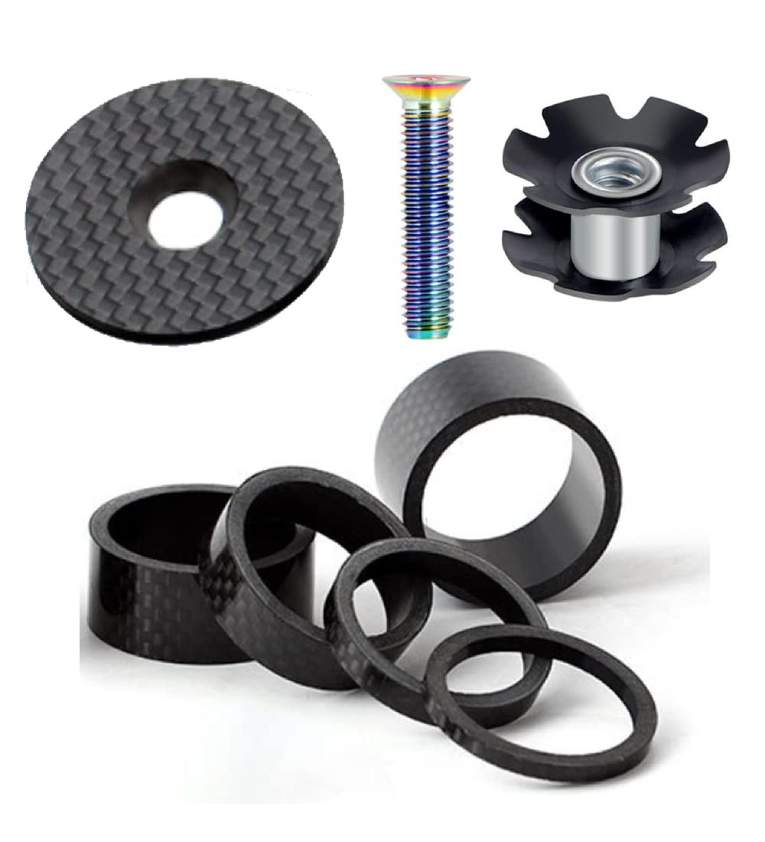 CYCEARTH 3K Carbon Fiber Headset Spacer Kit - 5 Sizes + Top Cap & Bolt - for 1-1/8 Inch Stems - Buy Online on SooperMarket.com