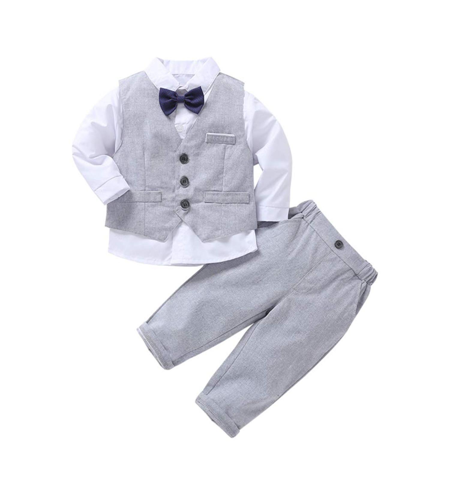 AmzBarley Baby Boys Gentleman Suit | Grey Tuxedo Rompers for Kids | Birthday Party Outfit | 3-4 Years - Buy Online on SooperMarket.com