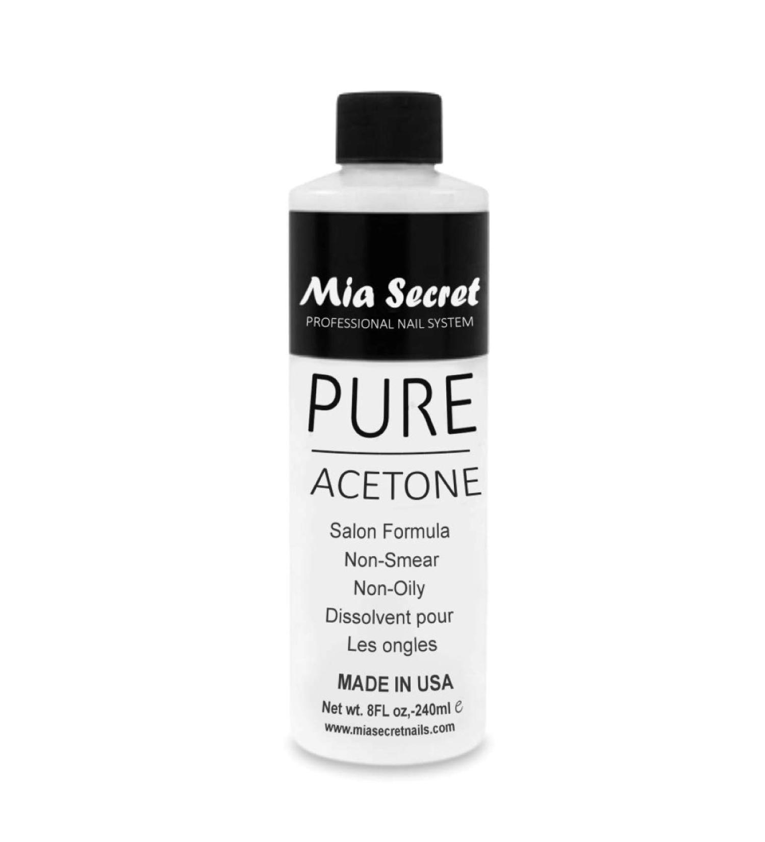 Mia Secret 100% Pure Acetone Nail Polish Remover 8 Fl Oz - Gentle Cuticle Remover for Natural, Acrylic & Sculptured Nails - Quick & Effective Formula - Buy Online on SooperMarket.com