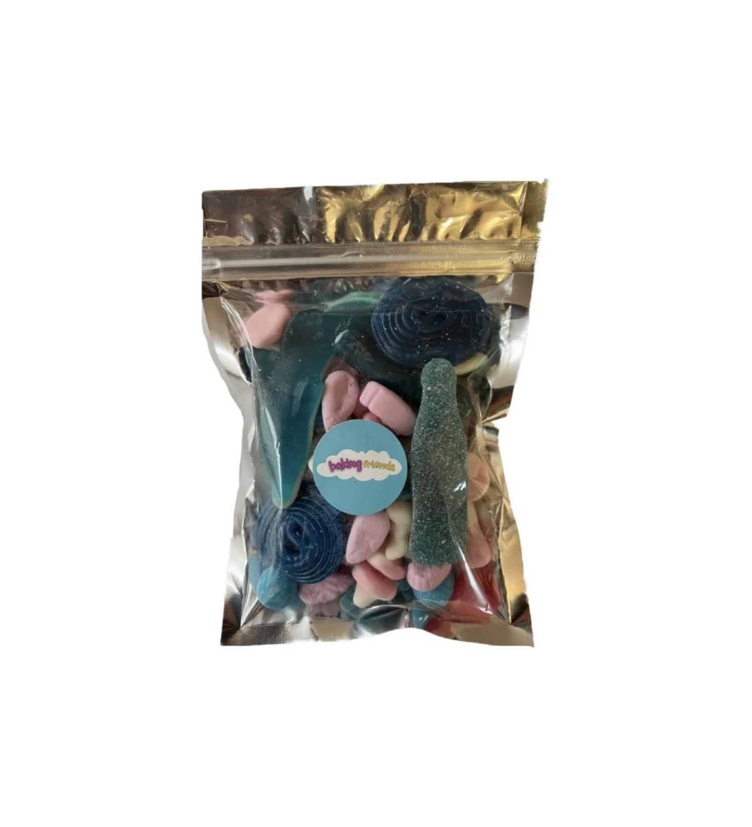 Blue & Pink Retro Sweets Gift Bag Assorted Sweet Pick N Mix Candy Pouch 200g Great Birthday Gift Baby Shower Easter Present - Buy Online on SooperMarket.com
