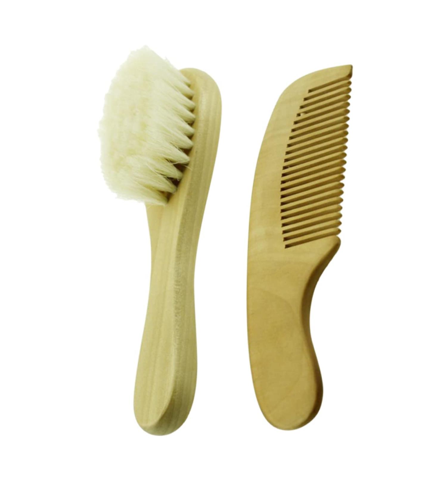 Beavorty 2pcs Baby Hair Brush and Comb Set - Gentle Hair Cleaning for Toddlers | Wooden Shower Brush for Babies - Buy Online on SooperMarket.com