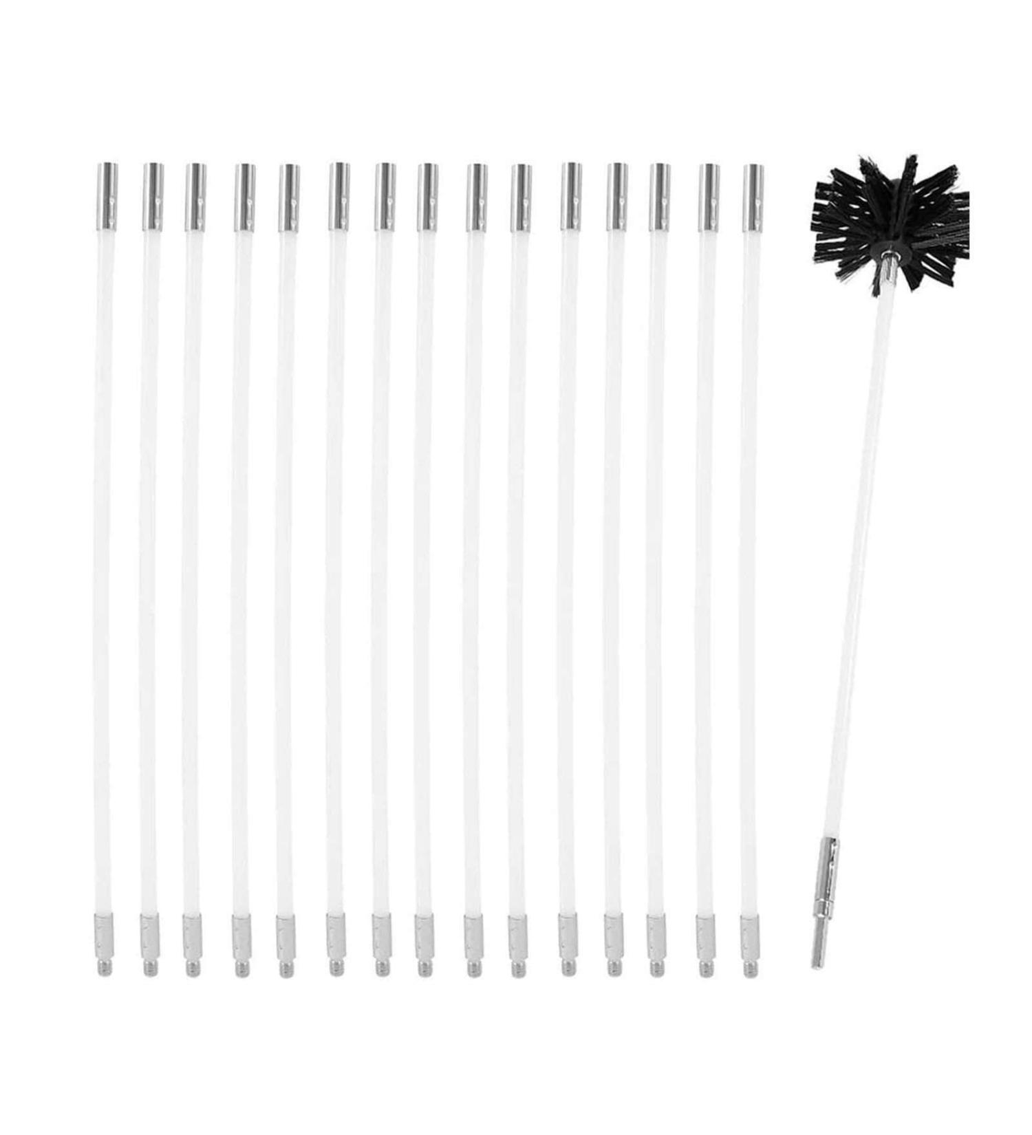 Chimney Flue Cleaning Rod & Brush Set | 18 Rods 610mm | Lint Remover Kit for Effective Duct & Chimney Sweeping - International Shipping Available - Buy Online on SooperMarket.com